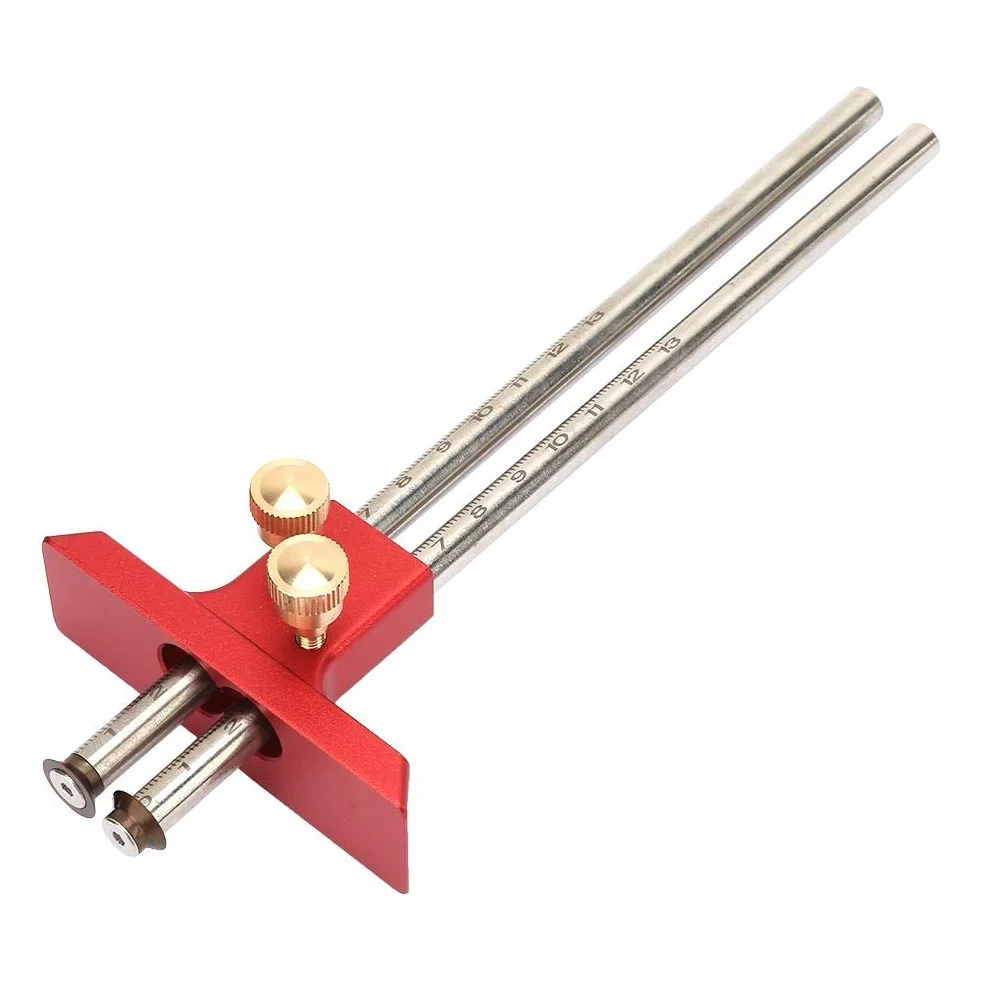 Nikou Marking Gauge- High Precision Woodworking Double Head Scriber Righer Clear Scale Marking Gauge Wood Scribe Tool Carpentry