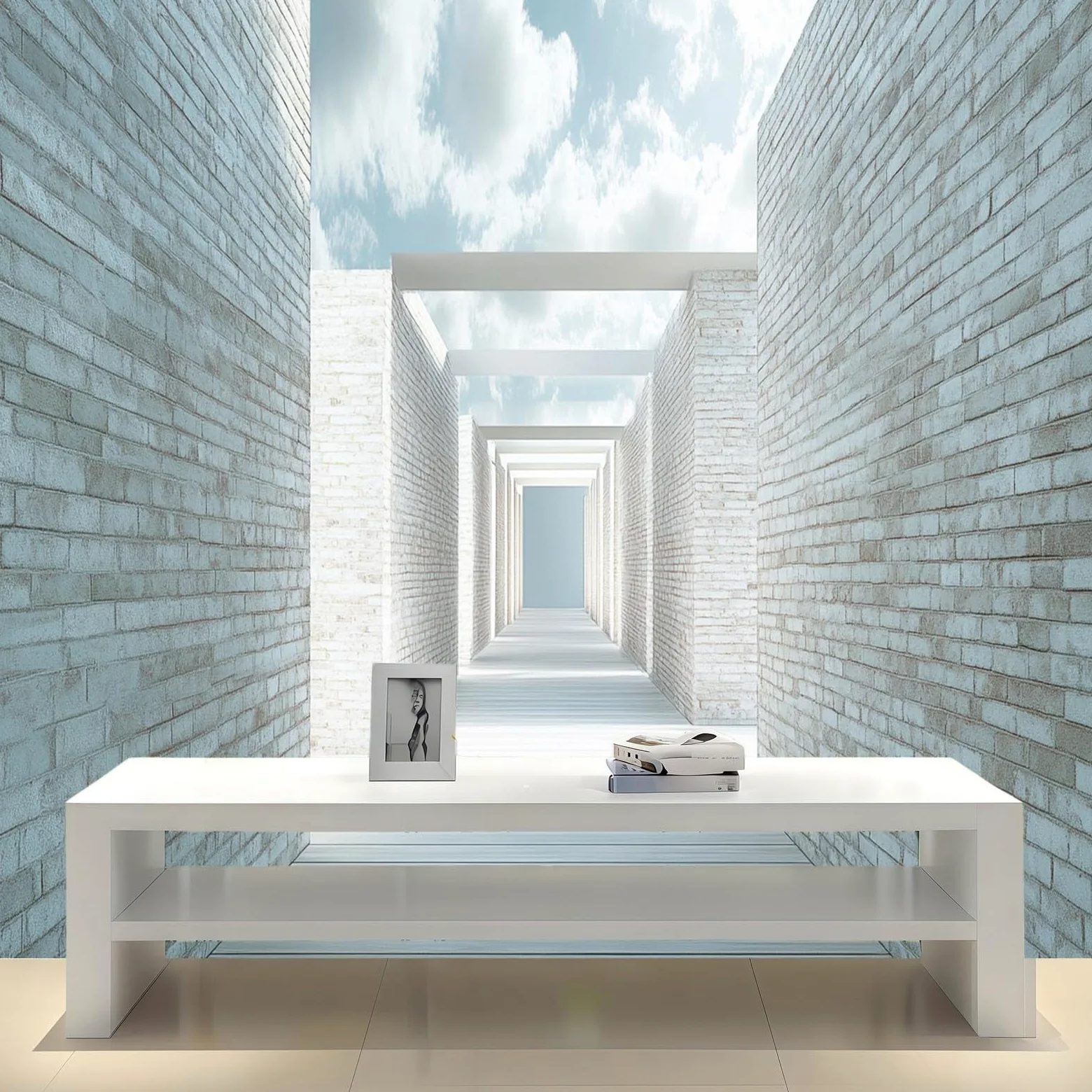 Carta da Parati Murale Muro di mattoni in stile retrò 200 x 140 cm Fotomurale Bianco Decorazione Parete Moderna per Soggiorno Camera da Letto