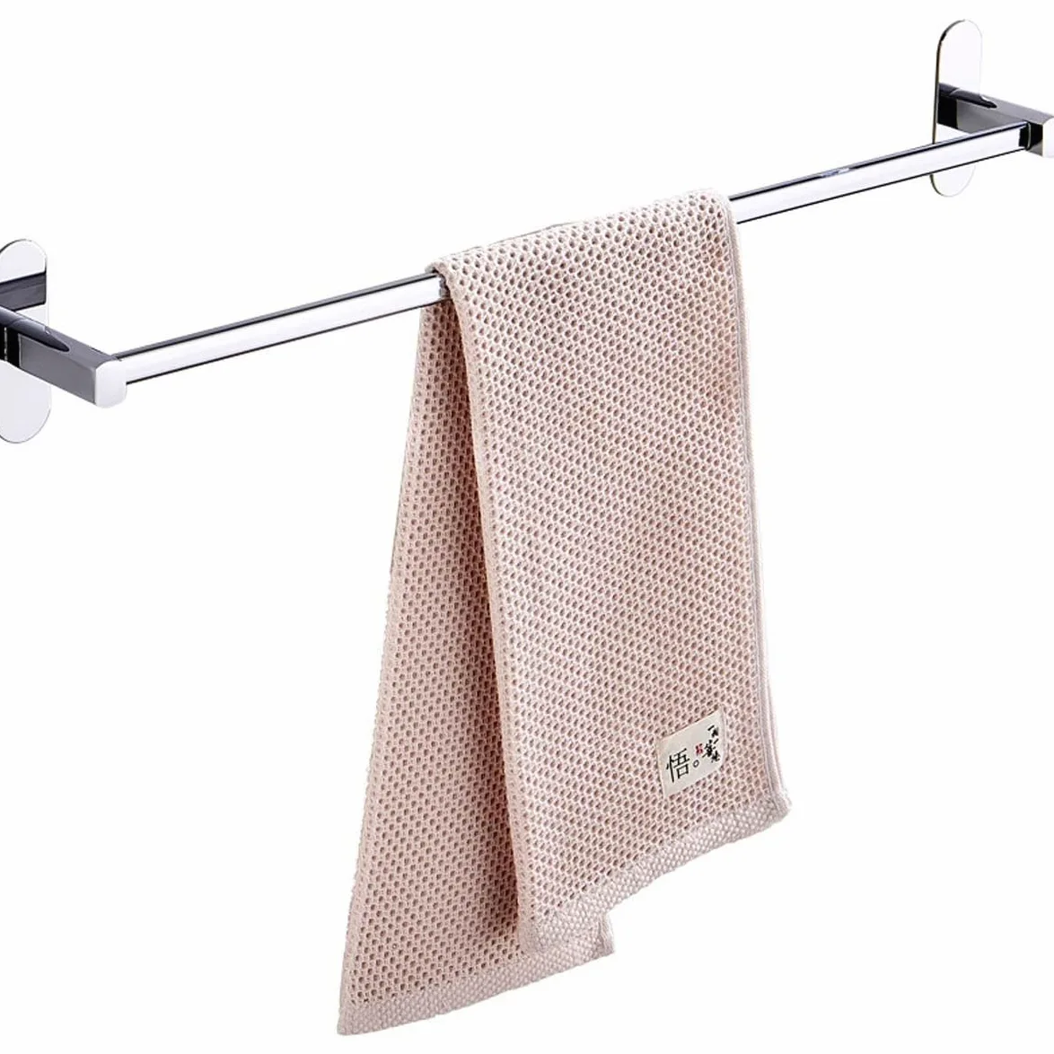Portasciugamani in acciaio inox per bagno e cucina, impermeabile, adesivo, senza fori, 50 cm
