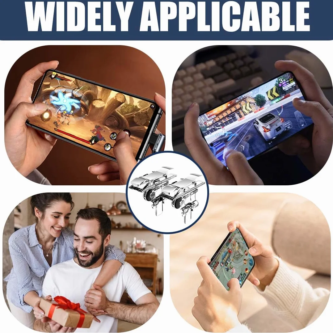 Joystick per Telefono, Triggers 6 Dita Joystick Controller, Dita Trigger di Gioco Mobile per Joystick Grilletti L1R1 L2R2 Phone Triggers Controller Pulsante Meccanico Fisico