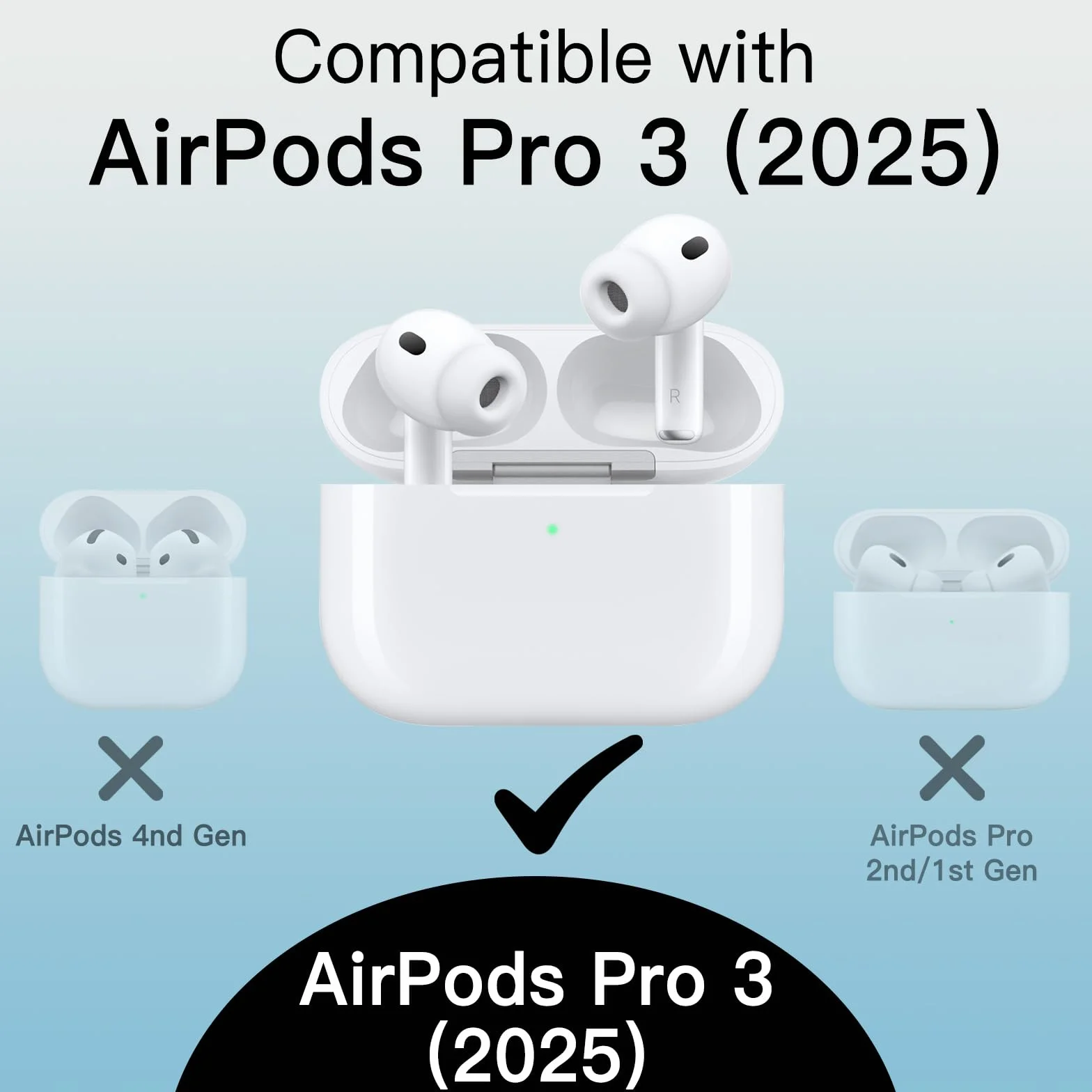 JETech Custodia Cover Chiaro per AirPods Pro 3 (2025) con Portachiavi, TPU Morbido Altamente Trasparente, Protezione Antiurto (Rosa Trasparente)