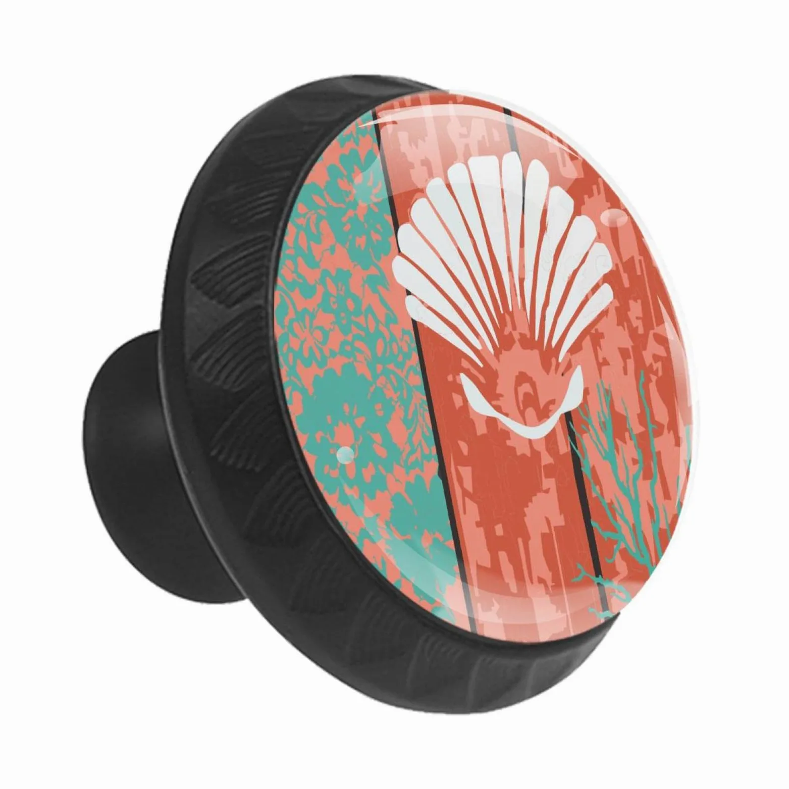 TBOUOBT Confezione da 12 pomelli per mobili, pomelli per comò, pomelli per cassetti, pomelli per mobili da cucina, pomelli per armadi e cassetti,Conchiglia corallo oceano legno verde rosso