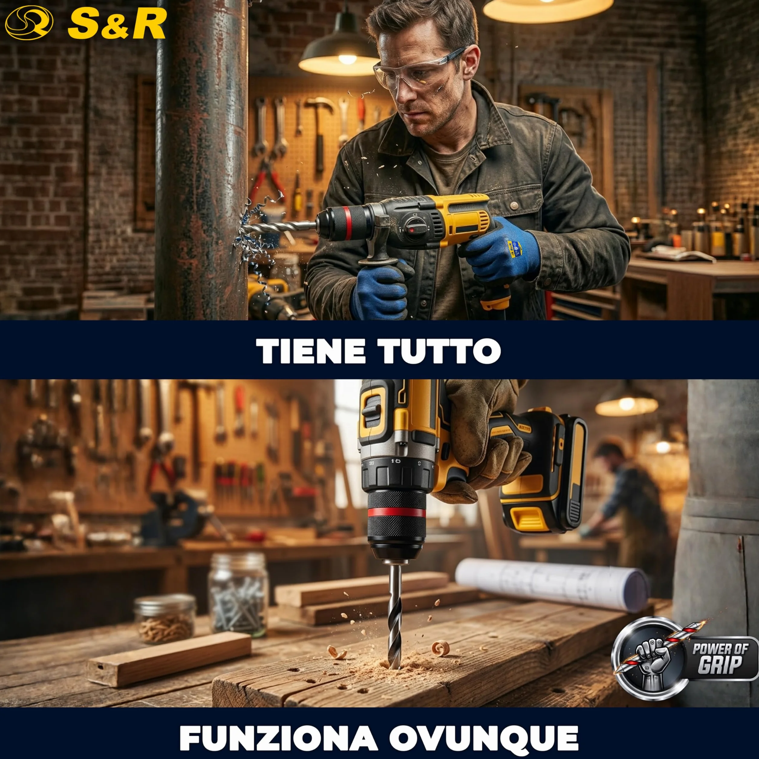 S&R Mandrino Trapano Autoserrante SDS-Plus 1.5-13 mm 1/2"-20UNF M12 Adattatore 1/4" Esagonale