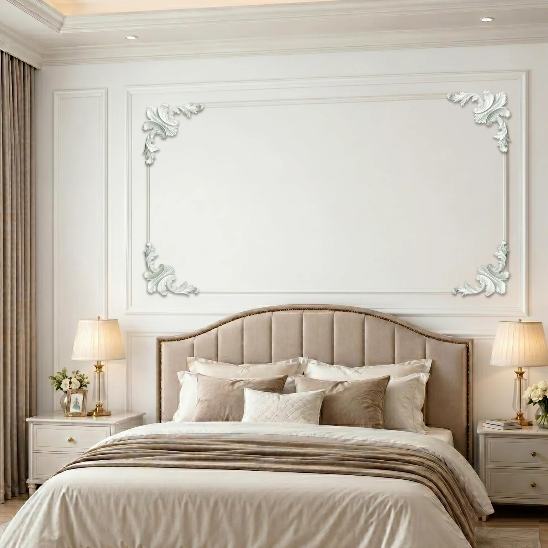 4 PCS Angolari Decorativi per Pareti E Soffitti in PU Modanature Angolari 3D con Decorazioni Floreali Profili Decorativi Verniciabili per Cornici E Angoli Elegante Finitura