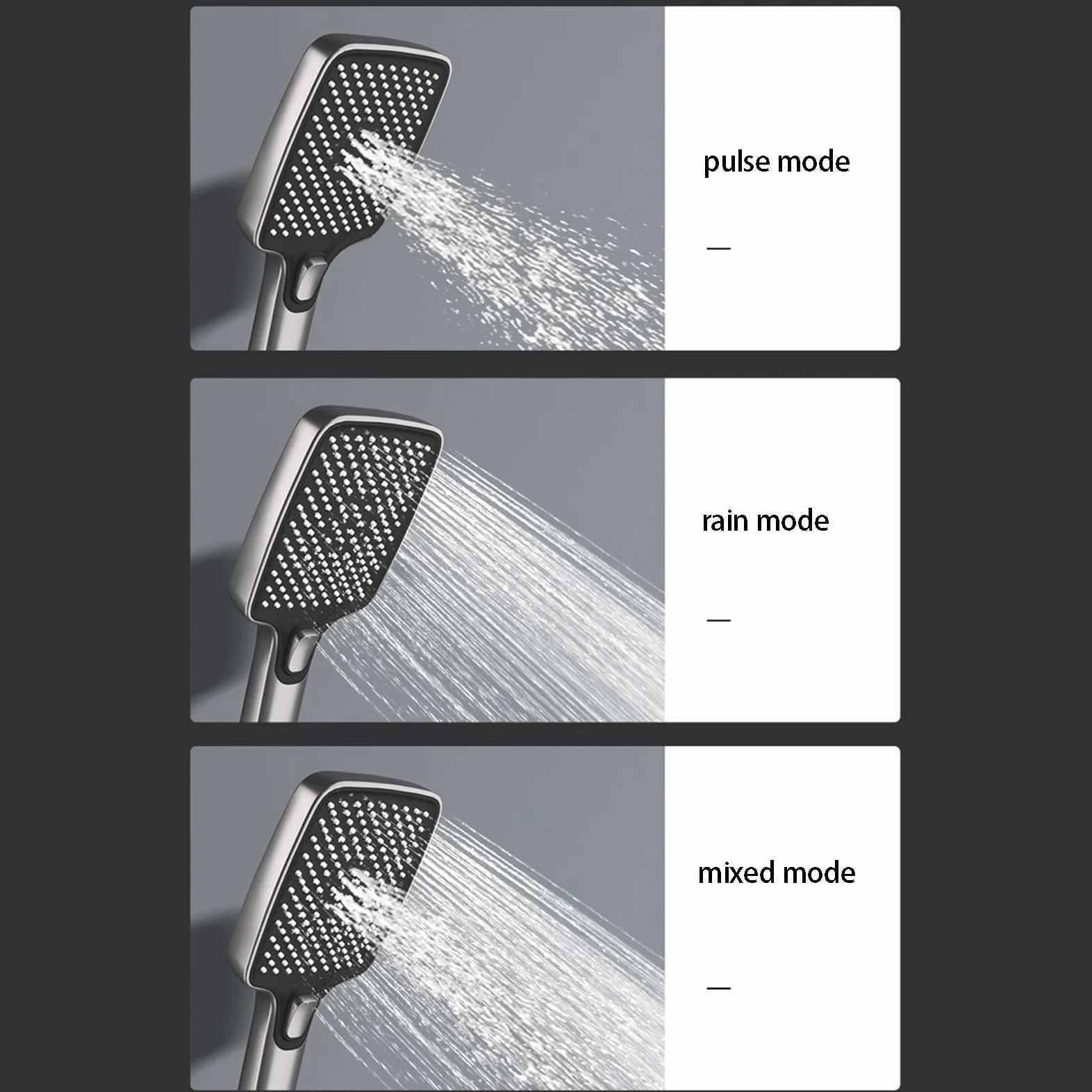 Set Doccia termostatico a 4 funzioni con Rubinetto e Display Digitale, soffione da 12", doccetta, doccetta per Bidet, beccuccio per Vasca, Grigio