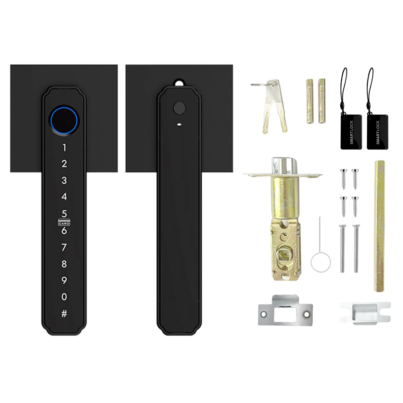 Serratura per Porta con Impronta Digitale, Serratura con Tastiera per Ingresso Senza Chiave 5 in 1, Intelligente con Controllo App Tastiera Retroilluminata per Porte d'Ingresso Uffici (BLACK)