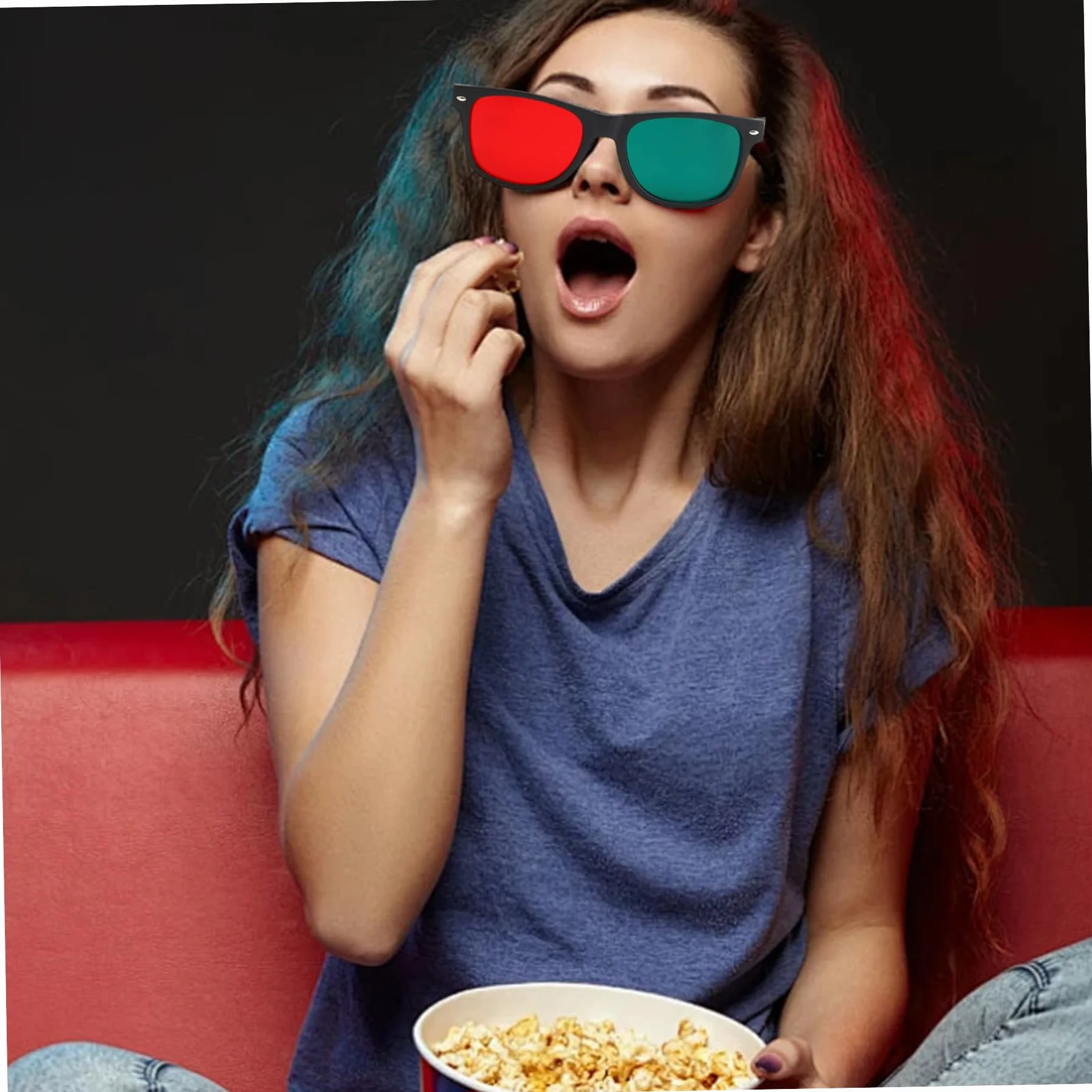 Occhiali 3D da 4 pezzi, occhiali 3D con montatura nera, rosso verde, per giochi TV, film in DVD, anaglifi dimensionali e da allenamento per l'ambliopia