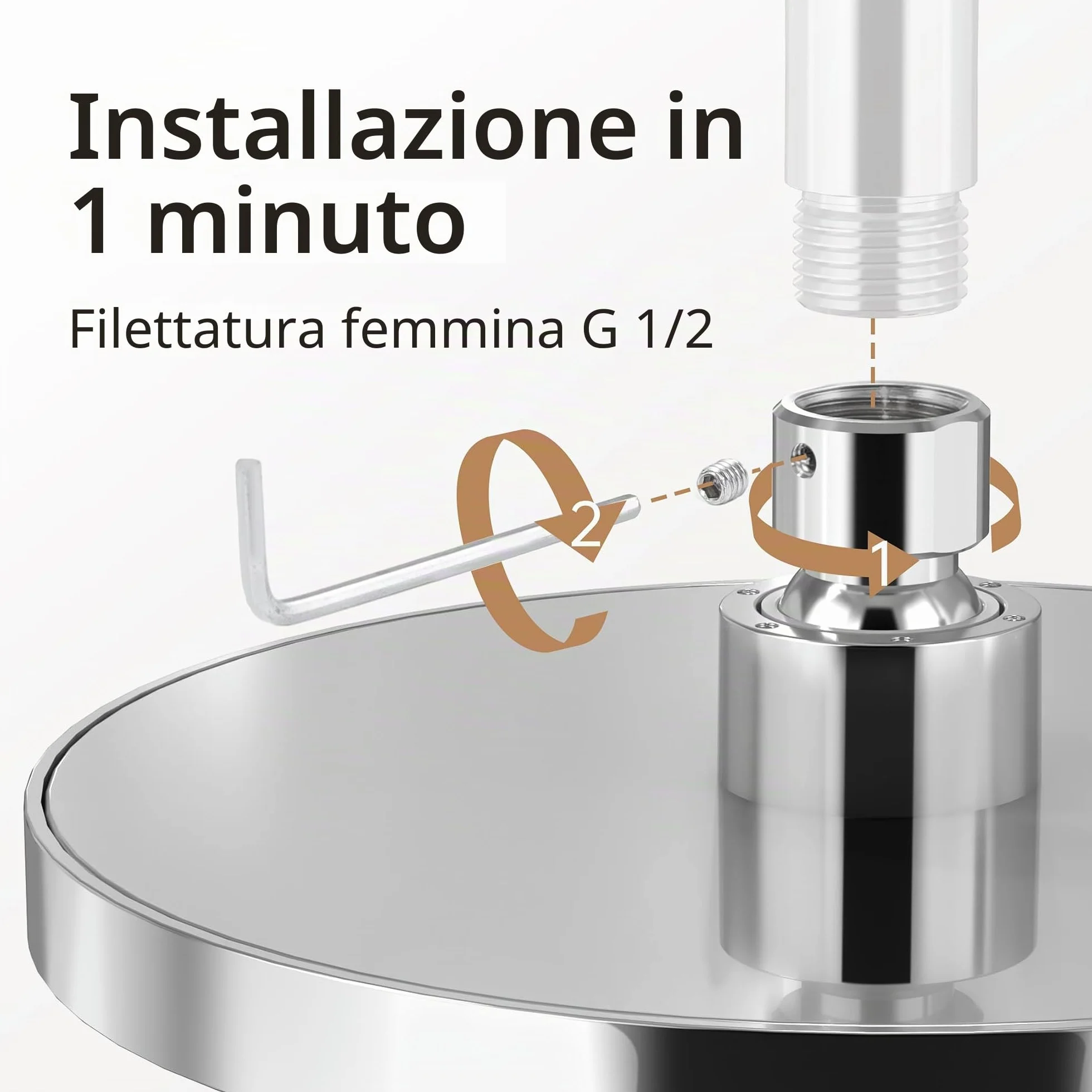 KES Doccia Soffione Grande 20CM (8 Pollici) Doccia a Pioggia Regolabile Cromata Lucida J201S8-CH