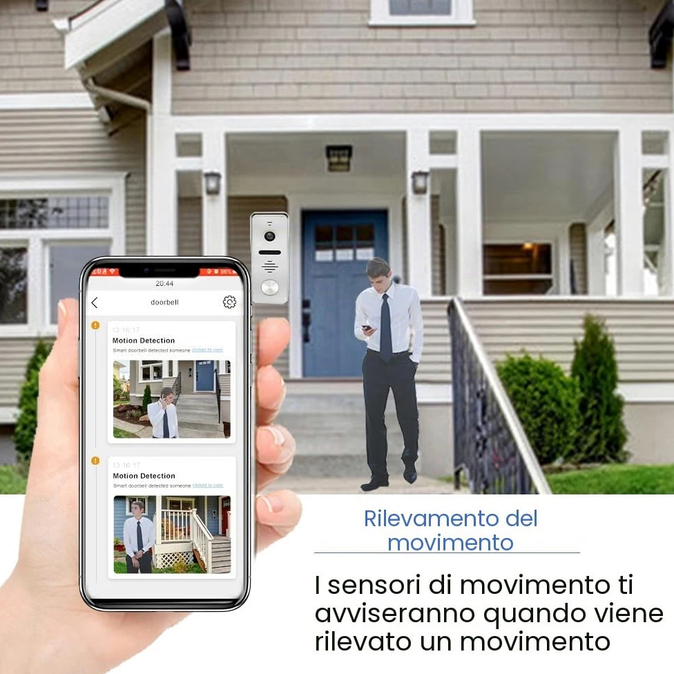 TUYA WiFi Smart Home - Videocitofono cablato, 10 pollici, sistema di monitor touch 1080P, videocitofono, videocitofono TUYA WiFi Smart Home (1 campanello + 3 monitor)