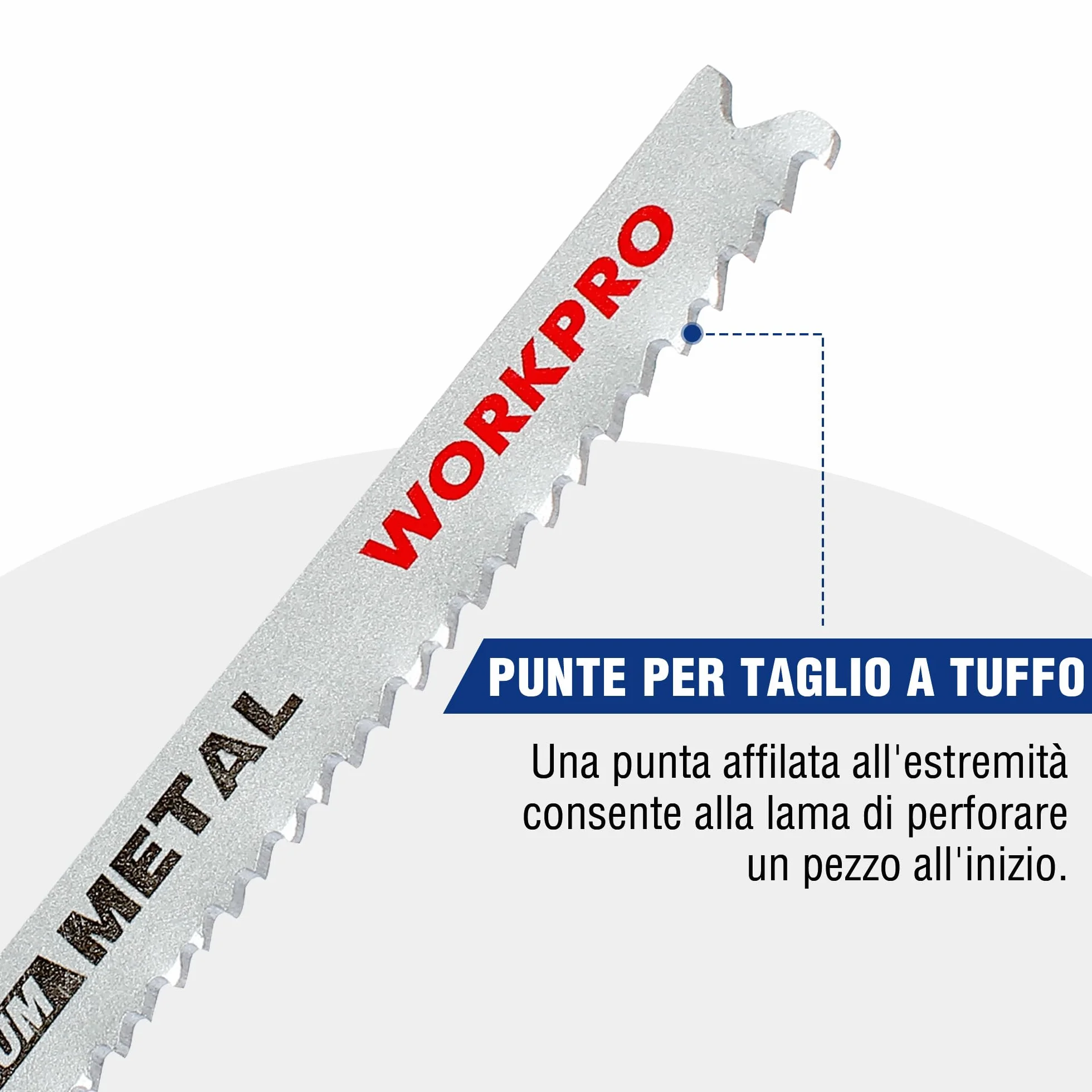 WORKPRO Set di Lame per Seghetto Alternativo 25 Pezzi per Taglio Legno e Metallo, Compatibile con Maggior Parte delle Marche