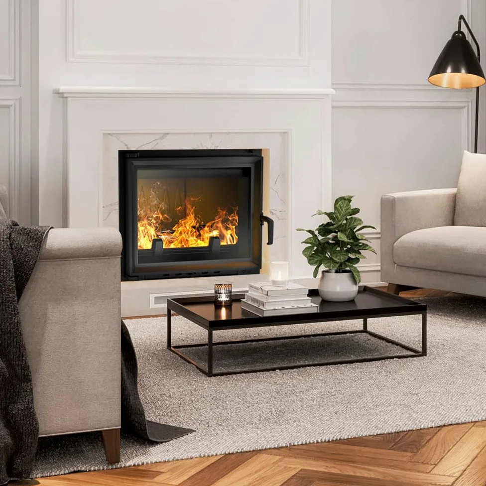 KRATKI ANTEK Camino a legna in ghisa 10kW Ø 150 - stufa a legna Classe energetica A - ECODESIGN, Efficienza termica 76% - Gamma di potenza 4,5-13kW - cestino della cenere & regolazione dell’aria