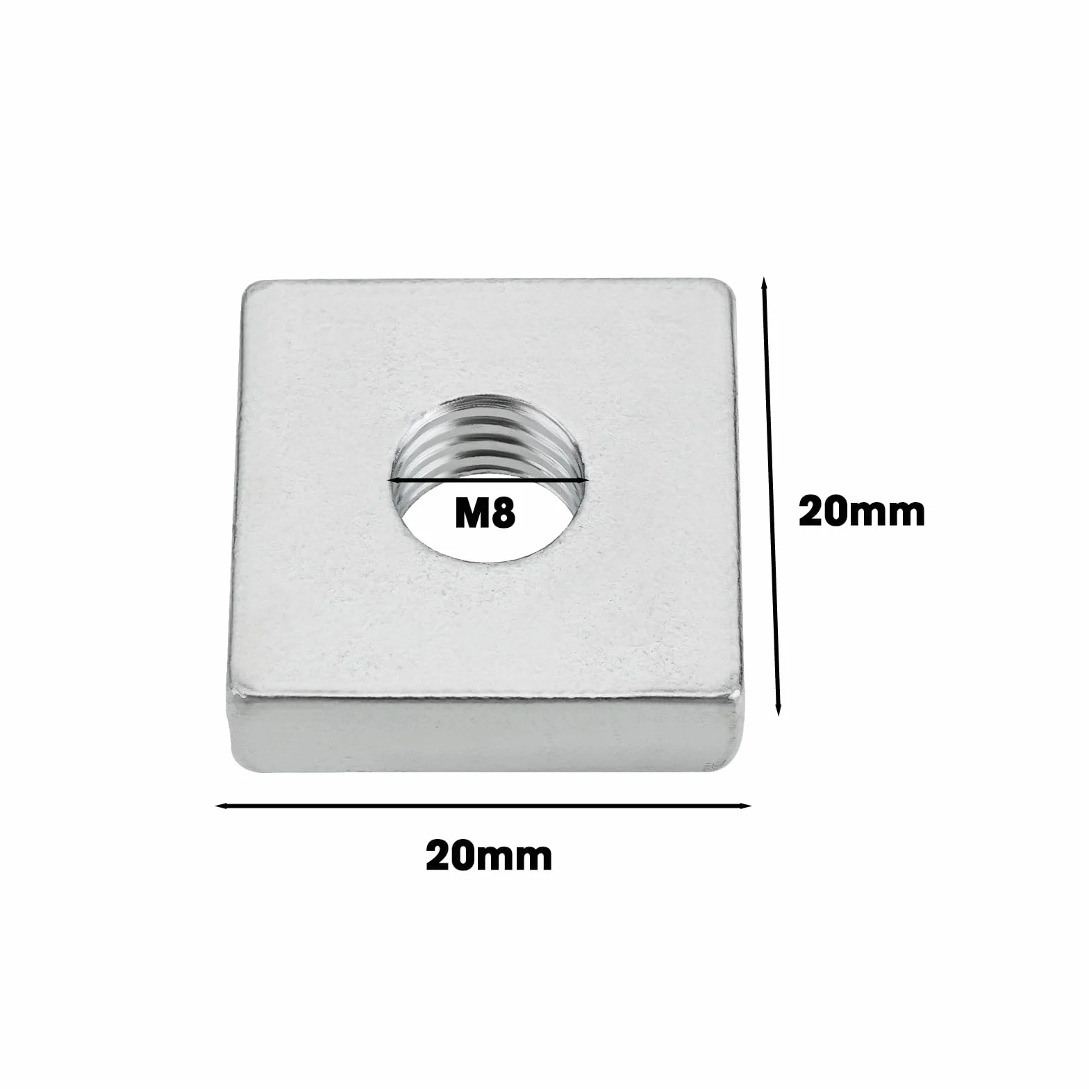Dadi Quadrati M8 Acciaio Zincato Scanalatura a T 20x20x6 mm per Mobili Attrezzature Edili