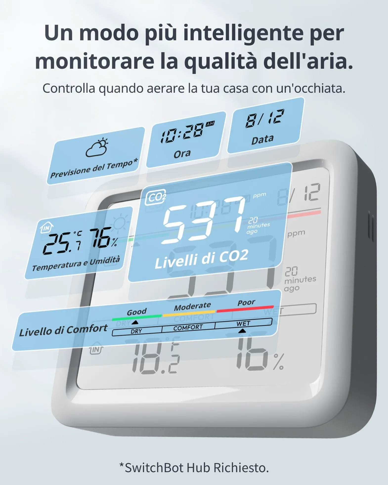 SwitchBot Hub 3 pack con SwitchBot Rilevatore di CO2 WLAN