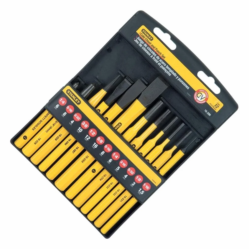 STANLEY 4-18-299 Set 12 pezzi cacciachiodi, scalpelli per meccanico e cacciaspine