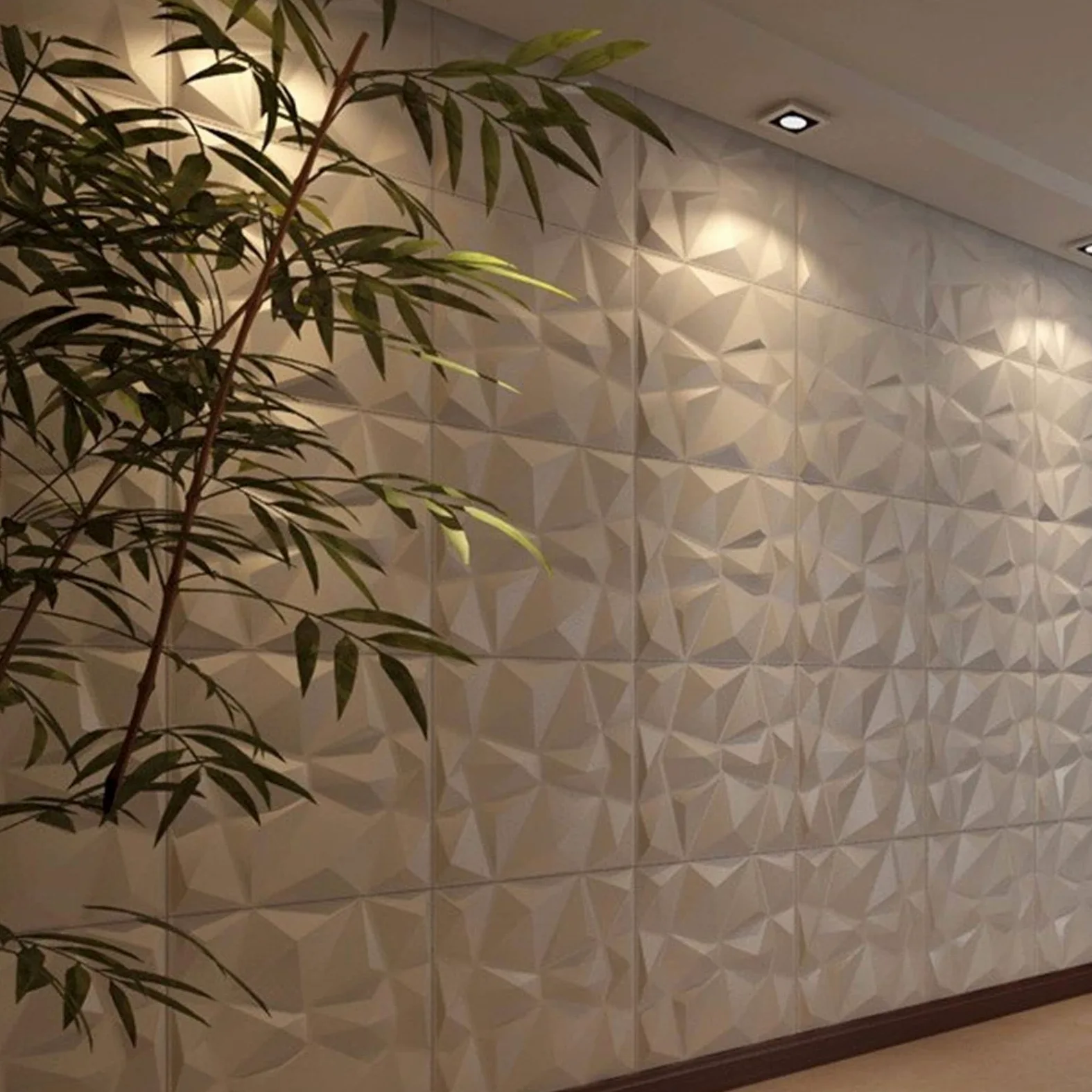 12 PZ Pannelli 3D Decor Pannelli da Parete 3D PVC Pannello da Parete 3D PVC Decorativo, 19 Pannello Strutturato Bianco da 7 Pollici per Decorazioni Interne, Pannello