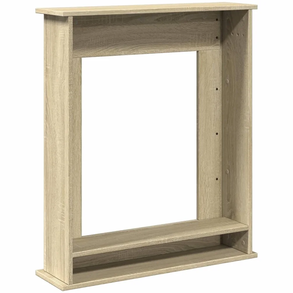 Gecheer Cornice per Camino Moderna con Ripiano 75x20x87,5 cm Truciolato Rovere Sonoma per Fiamma LED Soggiorno