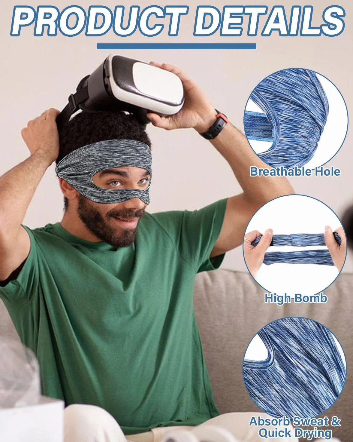 2 Pcs Maschera per gli occhi da gioco,VR Maschera per Occhi per Quest 3/Quest 3S,VR Traspirante Maschera,Lavabile VR mascher,per PS VR2/Quest Pro/Quest 2/Oculus Quest 2