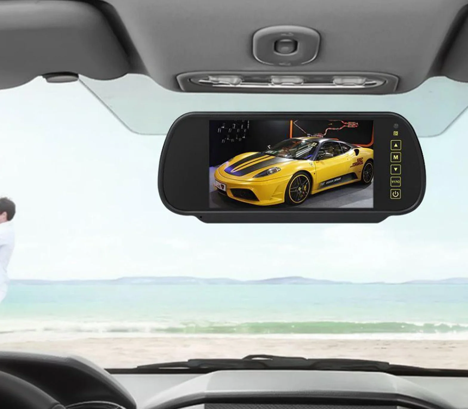 Yasta Specchietto Retrovisore 7" Pollici con Monitor HD per Retromarcia, Display LCD a Colori per Auto, Telecamera di Parcheggio per Camper, Furgone, Camion, SUV, Sistema di Assistenza al Parcheggio