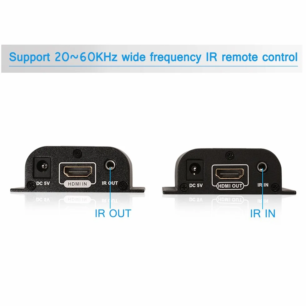 AGPTEK 1080P Estensore HDMI su CAT6/7/8 fino a 60m a 1080p, supporta Deep Color, 3D con telecomando IR (LKV372A)