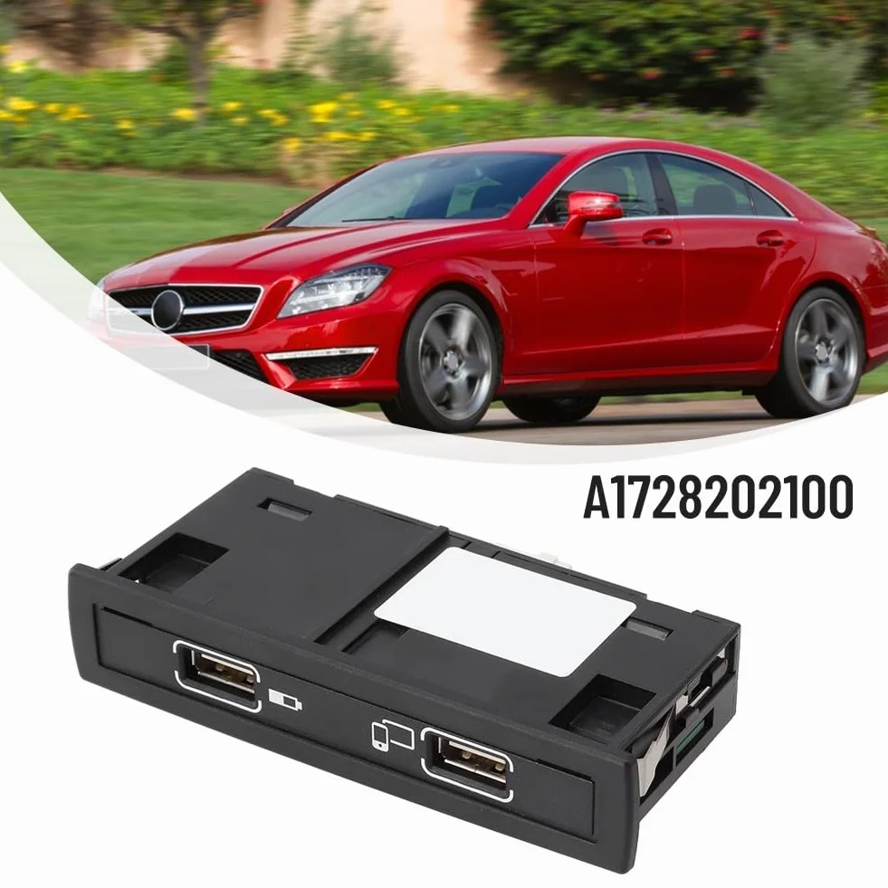 Presa USB per cruscotto auto, doppia porta USB caricabatteria da auto adattatore presa di alimentazione A1728202100 per Mercedes CLS classe A GLA GLE CLA