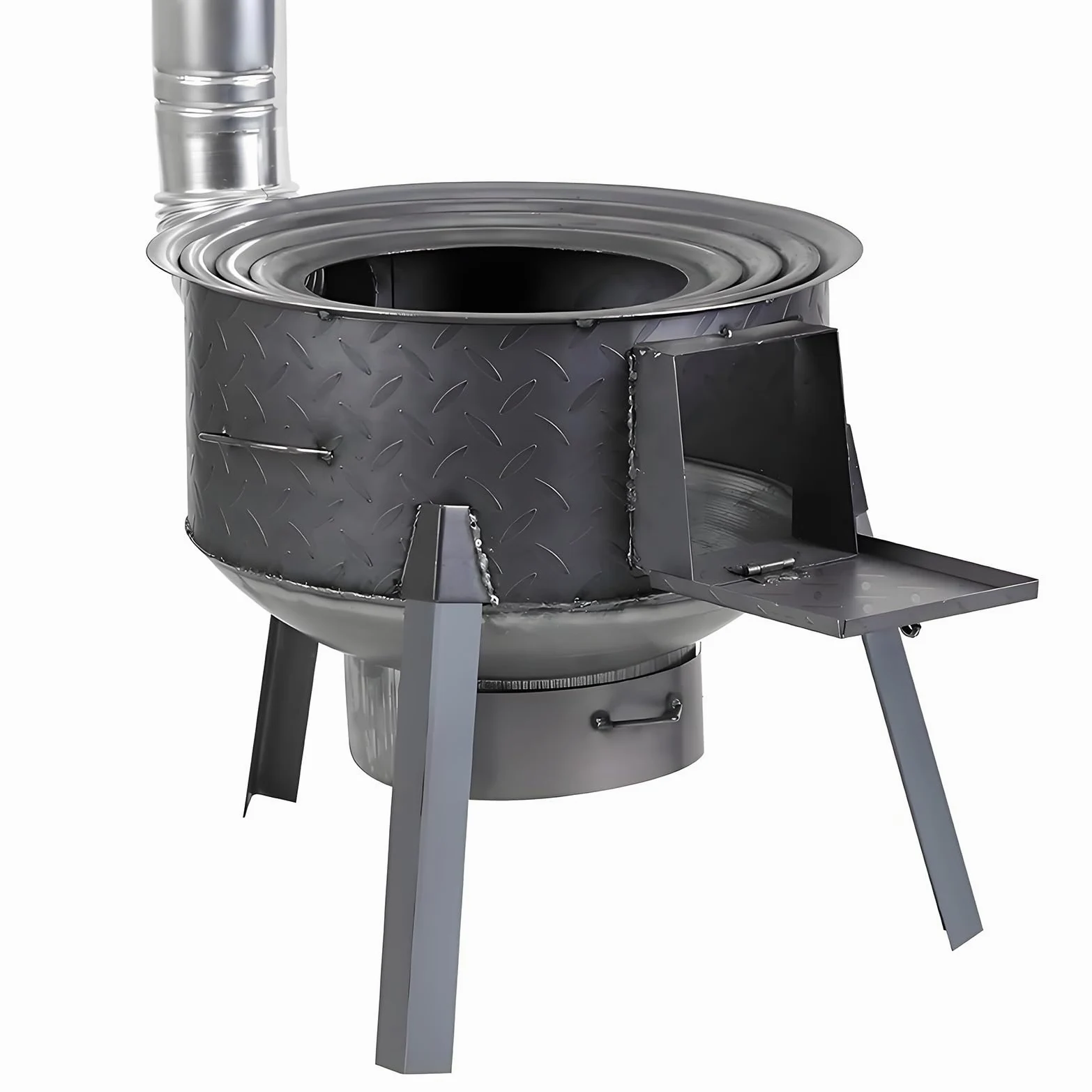 Stufa a Legna Portatile e Smontabile In Acciaio Rinforzato Stufa a Legna In Ghisa Robusta e Durevole con Gambe Rimovibili Estese per Interno ed Esterno(48cm)