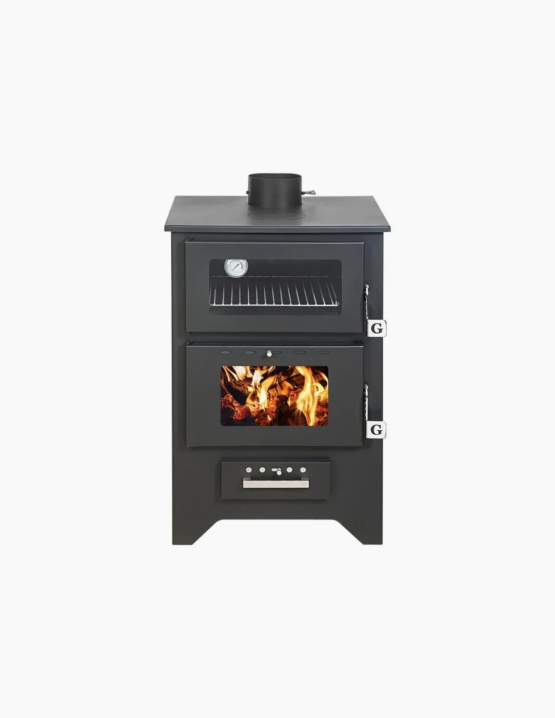 Stufa a legna con forno MG450 SILVIA Nera potenza 14,8 Kw L50,5xp58,5xh90,5