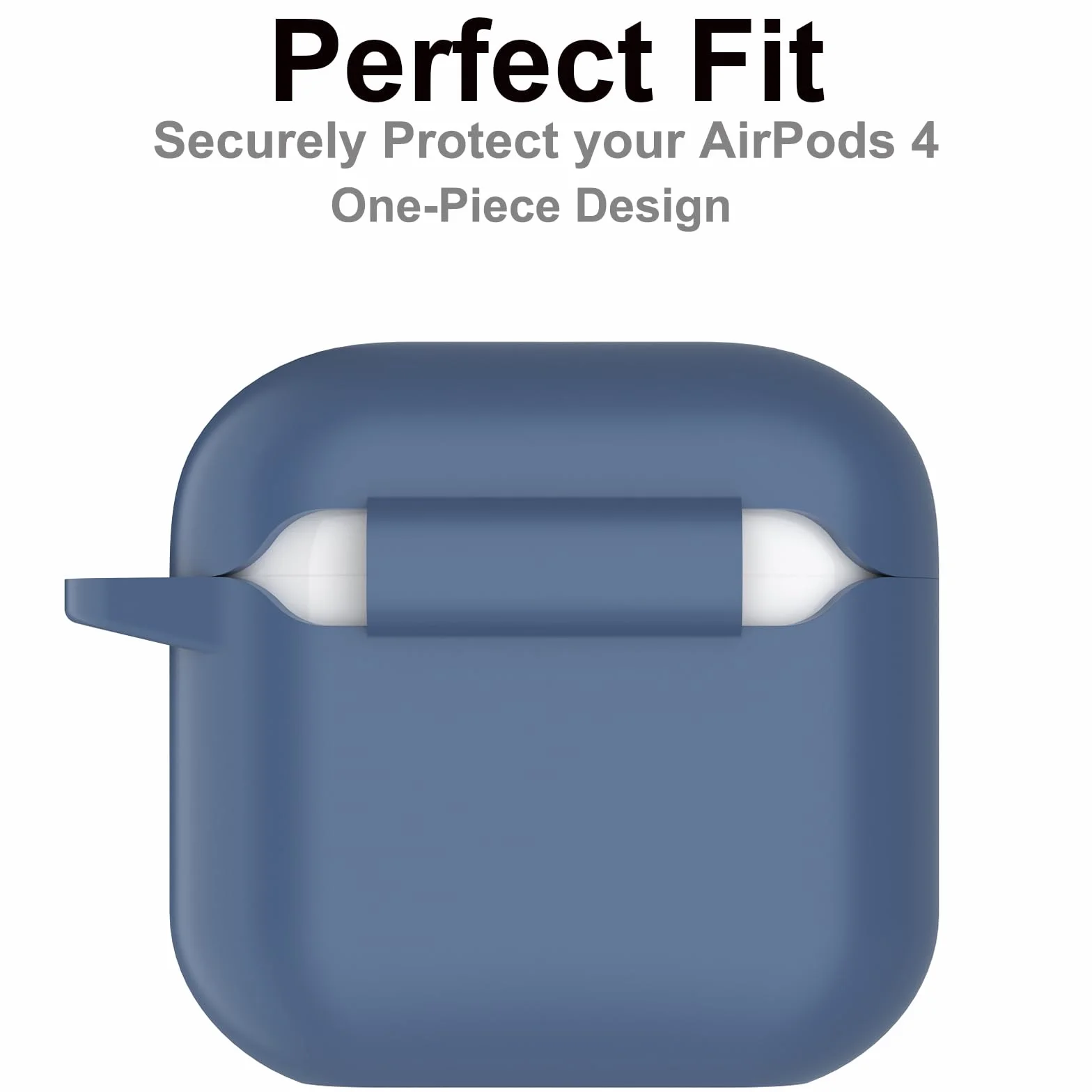Custodia per AirPods 4 2024, Case Protettiva in Silicone per AirPods 4th 2024 Cover in Silicone Visibile a LED Frontale con Moschettone, Navy Blu
