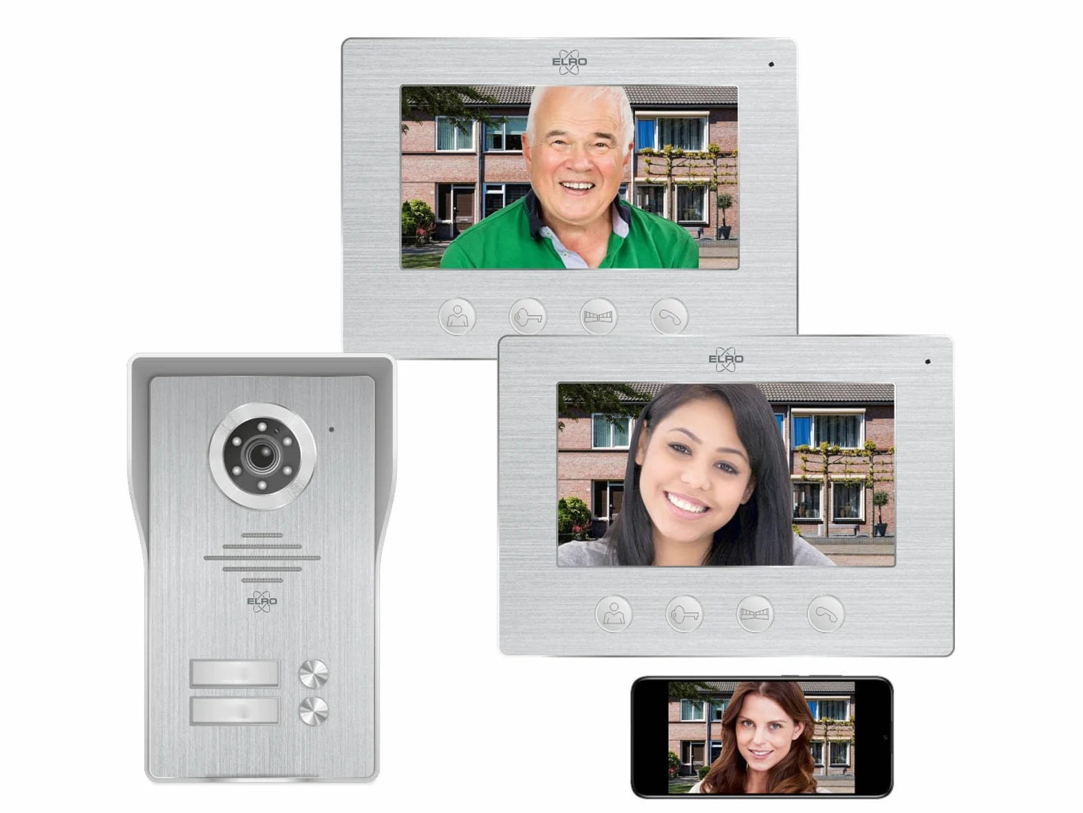 Türsprechanlage 2 monitor interni WiFi da 7 pollici, 4 fili con telecamera e apriporta