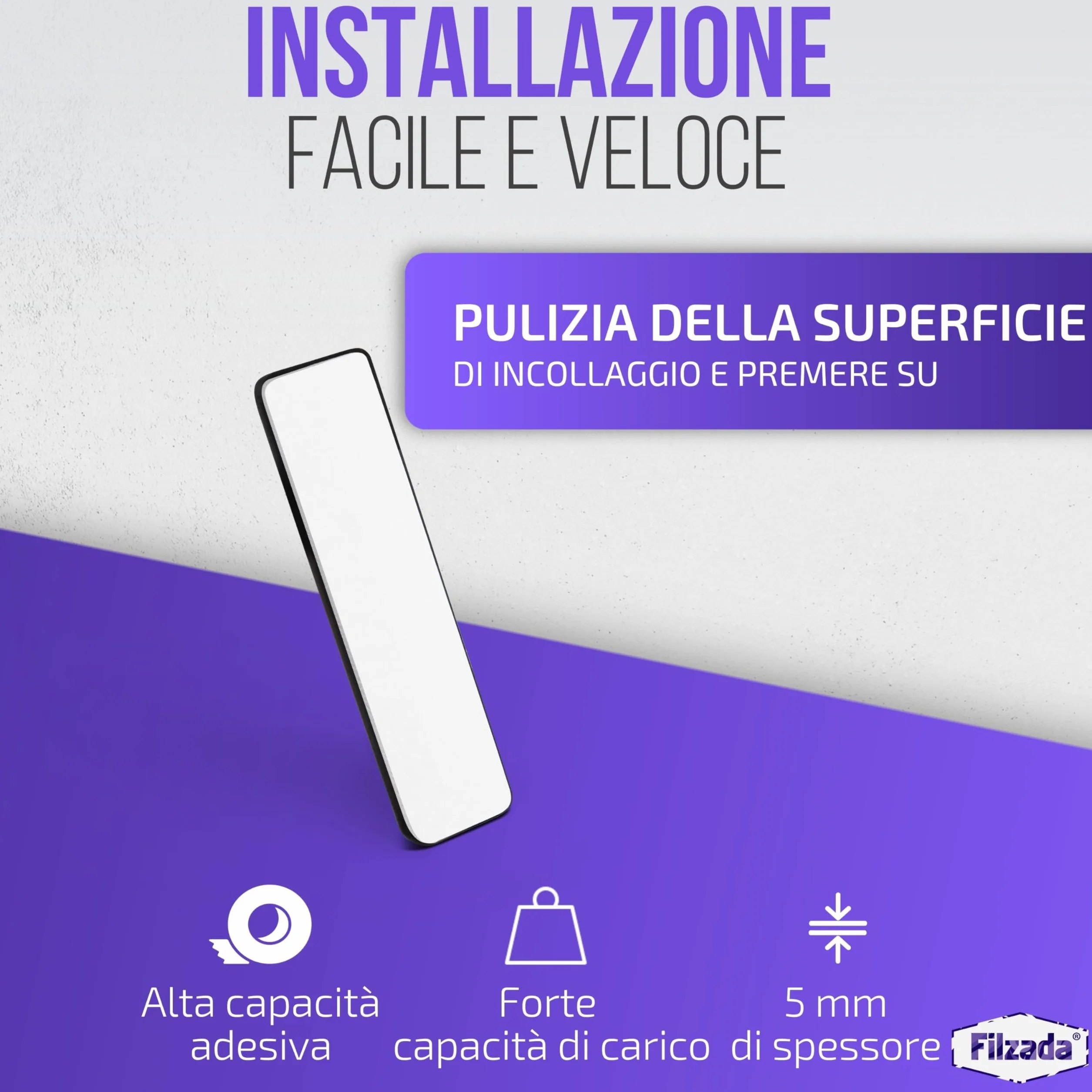 Piedini per mobili autoadesivo in Teflon 70 x 19 mm - Scivoli per mobili PTFE 8 pezzi