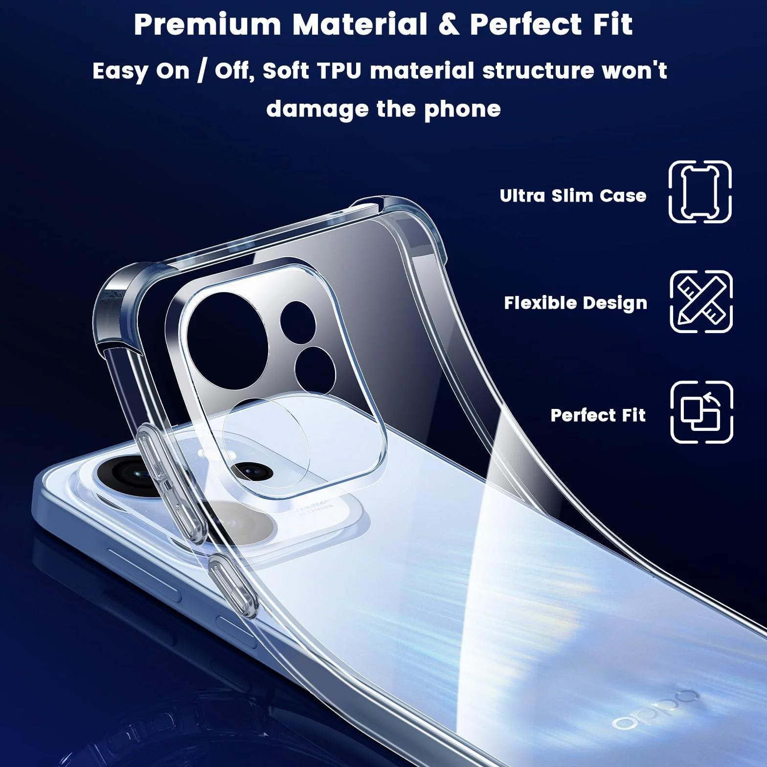 Yohii Cover per Oppo Reno15 F/Reno 15 FS 5G (No per Reno15) con 2 Pezzi Vetro Temperato, [Protezione Fotocamera] Custodia Antiurto Chiaro, TPU Morbido Antigraffio Anti Ingiallimento Case, Trasparente
