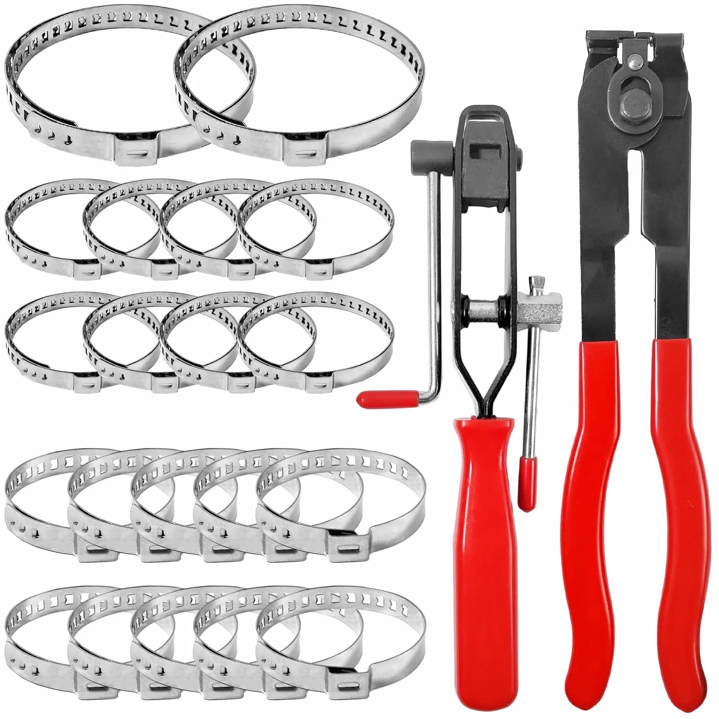 Set di 22 Fascette Regolabili in Acciaio Inox, Pinza per Fascette Auto