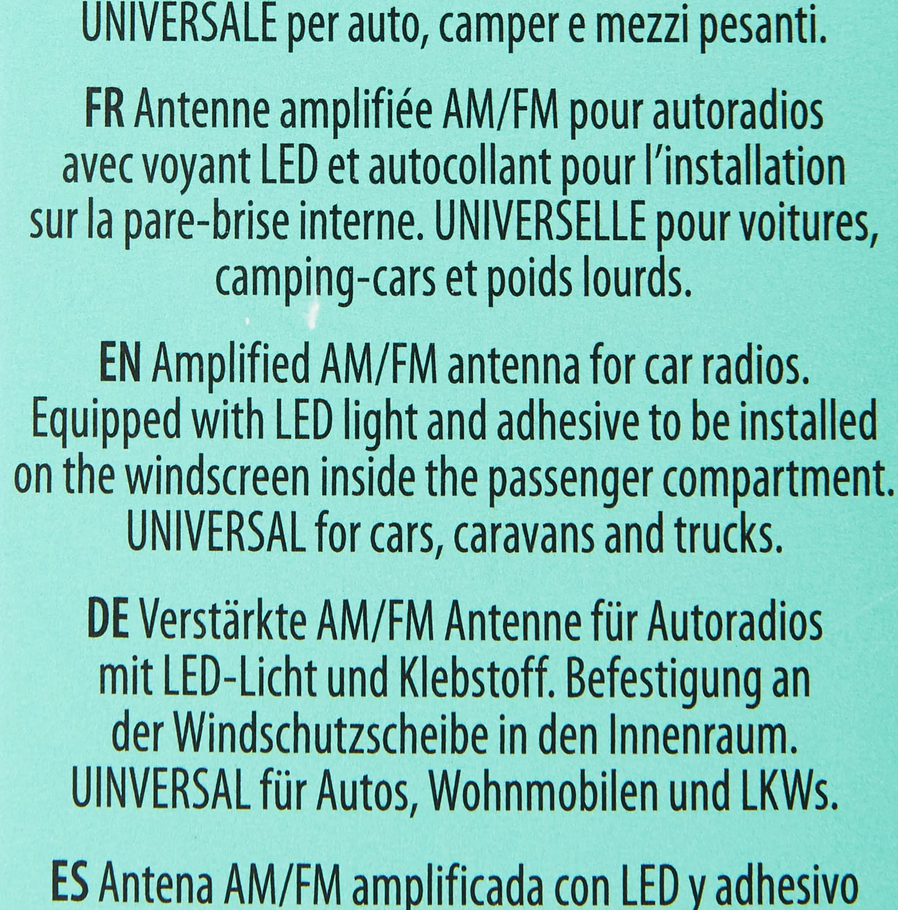 Phonocar 08012 Antenna Amplificata da vetro parabrezza nero con led