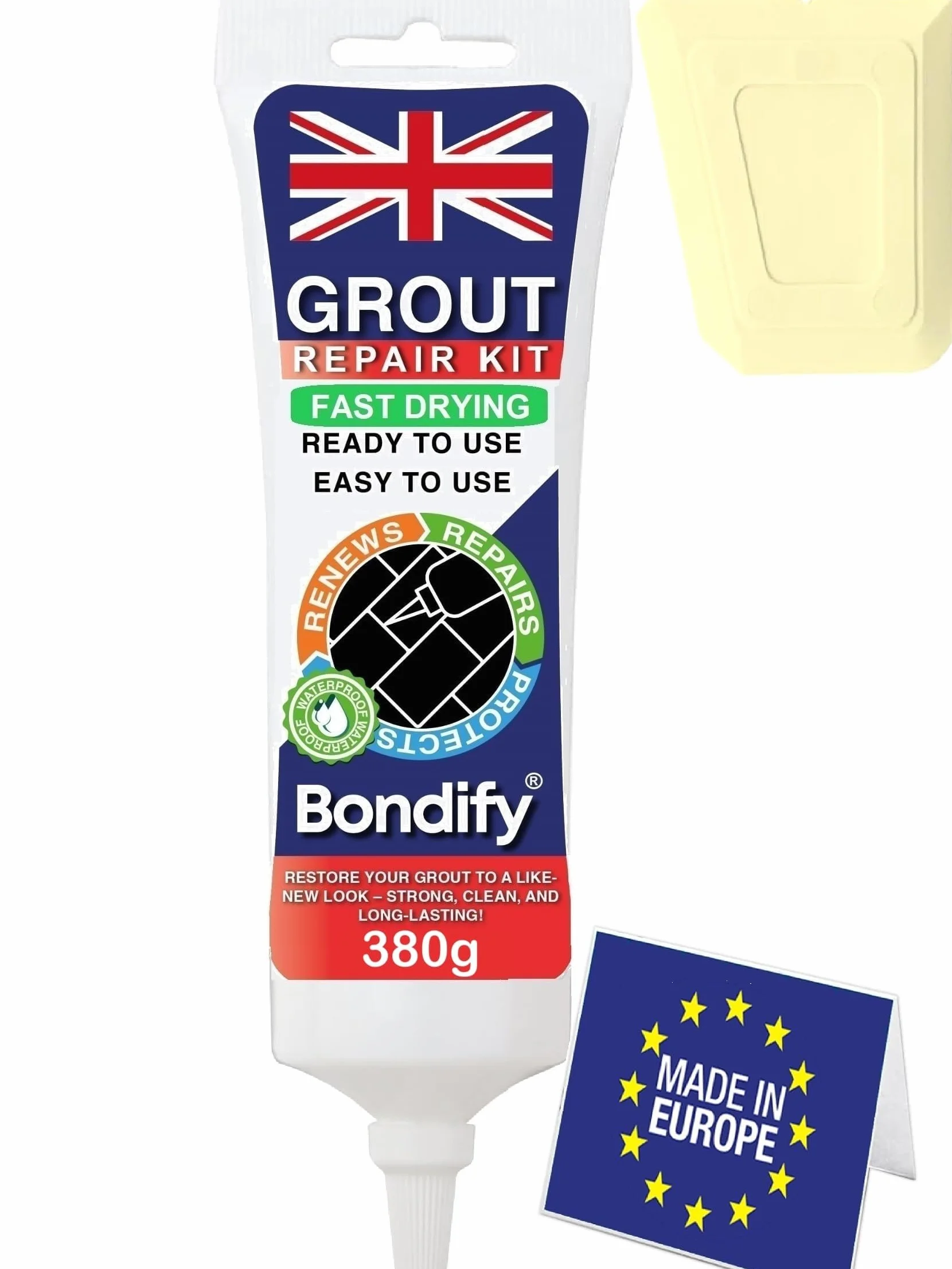 Kit Riparazione Fughe Piastrelle Crema ANTI-MUFFA 380g Stucco per Piastrelle Bagno & Doccia Sigillante per Malta