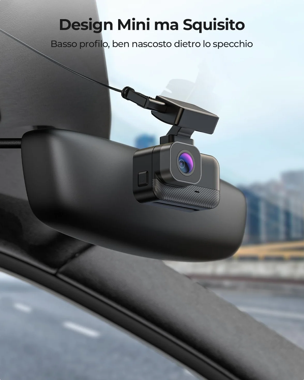 2K Wi-Fi Mini Dash Cam Auto, Telecamera con App, Compatibile con CPL e GPS Esterni, Supporti Magnetici, Visione Notturna WDR, Sorveglianza Parcheggio 24h, Supercondensatore, Angolo 170°