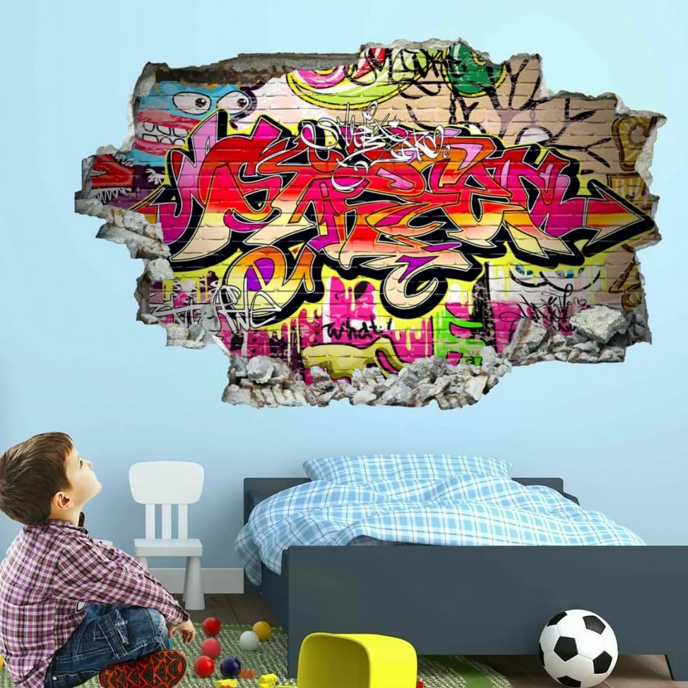 Adesivi per decorazioni da parete Graffiti Art Poster rimovibili da muro per personaggi del tatuaggio fracassato per domestica Soggiorno Camera da letto per da muro per la scuola materna