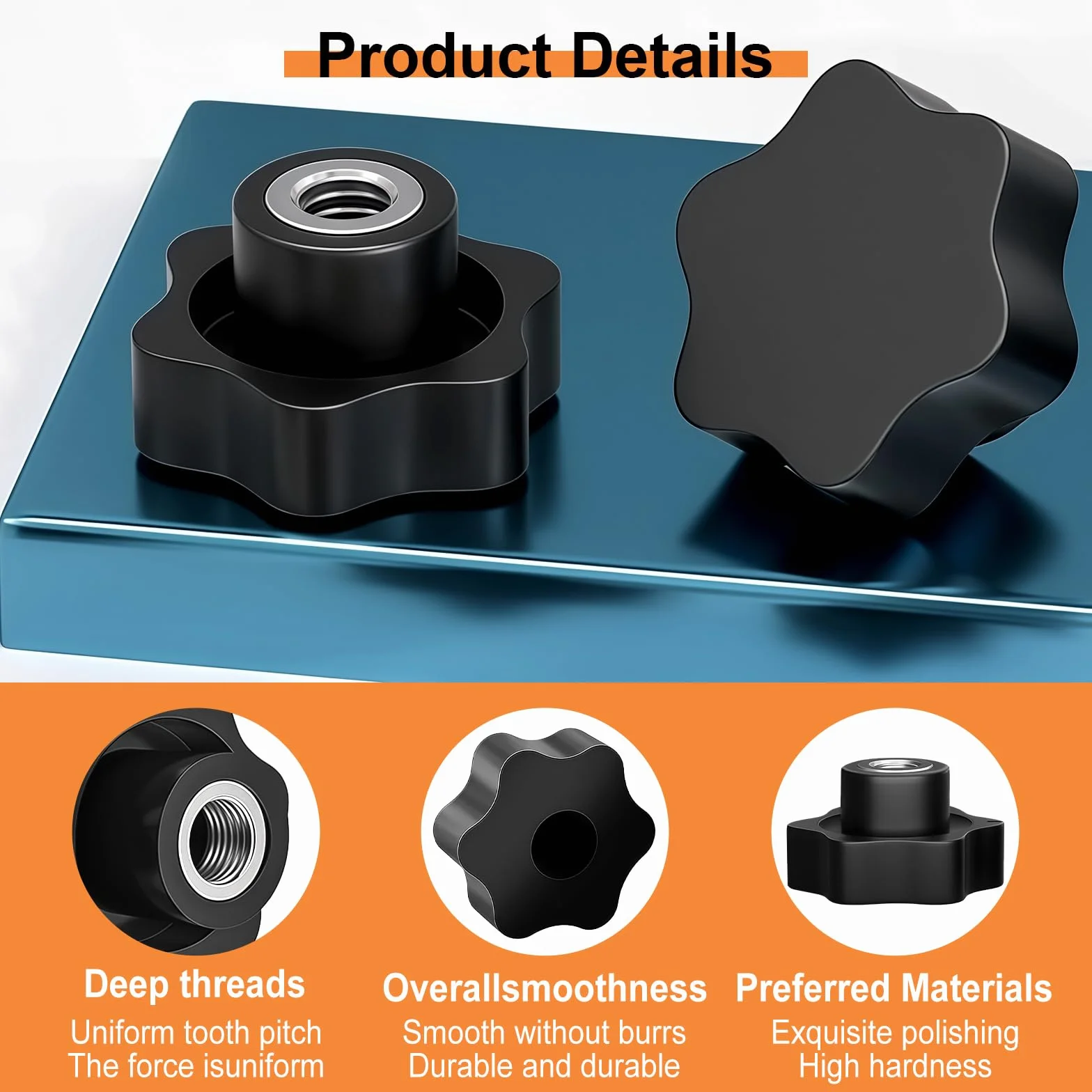 Manopola di serraggio a stella M8 filettatura femmina plastica per macchine utensili fitness mobili