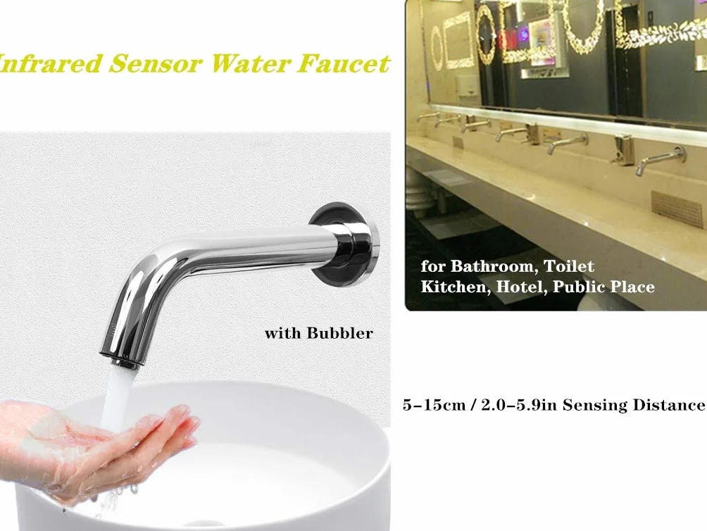 Rubinetto con Sensore a Infrarossi 2.0-5.9 Pollici, Rubinetto Lavabo Cucina Acciaio Inossidabile Caldo Freddo