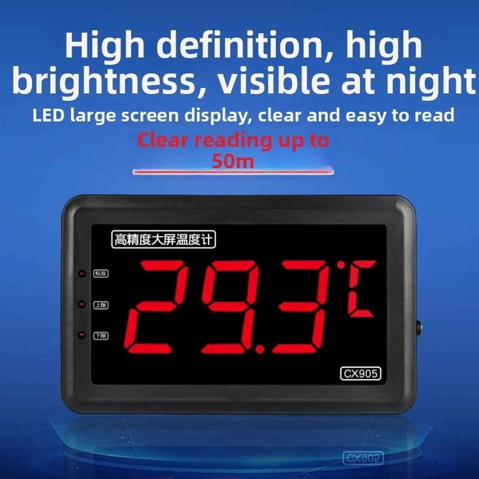 Termometro digitale con sonda grande schermo impermeabile da -50 a 500C | Display a LED, allarmi acustici/visivi, gamma da -50 a 500 C, sonda impermeabile, calibrazione regolabile, acquacoltura e gas
