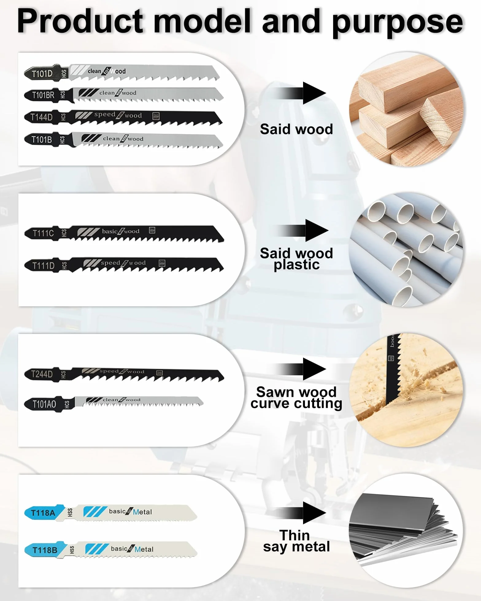 Set 60 Lame per Seghetto Alternativo – Lame T-Shank per Legno, Plastica e Metallo, Lame Seghetto Alternativo Legno, Seghetto per Metallo, Lame Lunghe con Pratico Contenitore per Conservazione