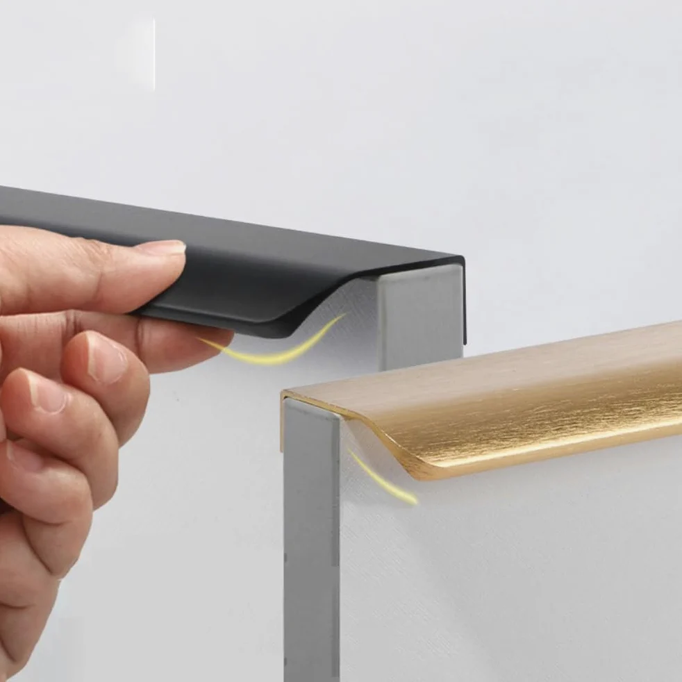 2 maniglie per mobili nascoste, maniglie curve, moderne, maniglie invisibili, per armadi da cucina, armadio, guardaroba, maniglie da cucina, oro, 40 cm