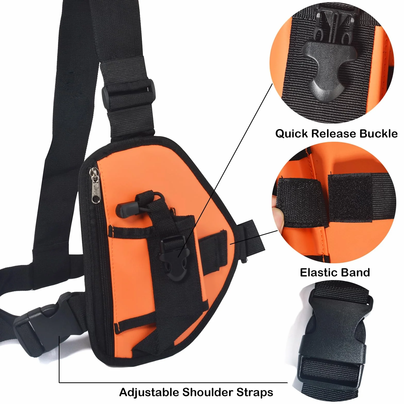UAYESOK Pettorina per walkie talkie, tasca porta radio, universale, portatile, con cinturino in nylon regolabile, per radio bidirezionale Motorola Baofeng Icom Midland President, Arancione, Modernità