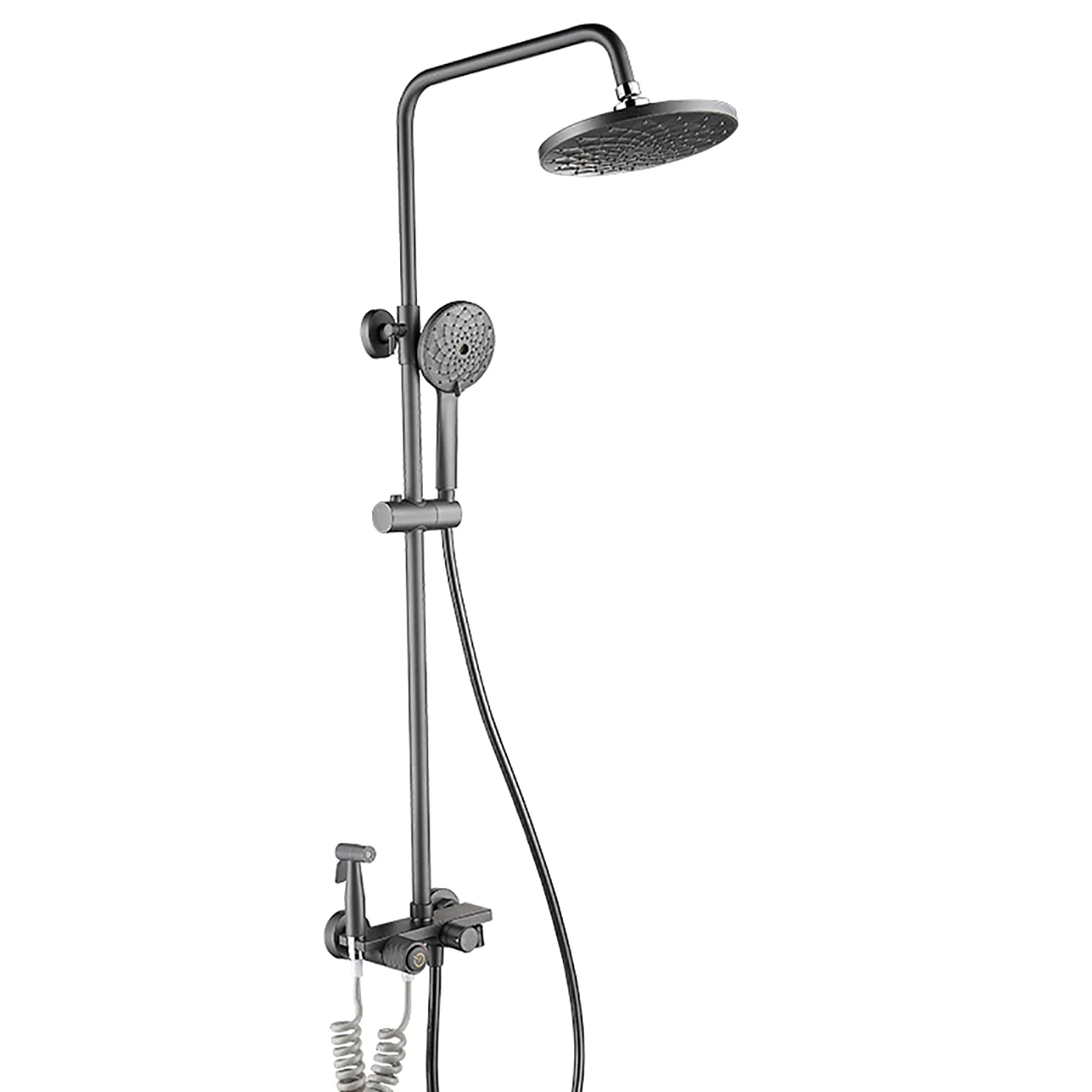 Sistema Doccia a Pioggia da 8 Pollici, Set Combinato Grigio, Rubinetto a Parete con beccuccio per Vasca, spruzzatore per Bidet Portatile a 4 modalità: Il Massimo aggiornamento del