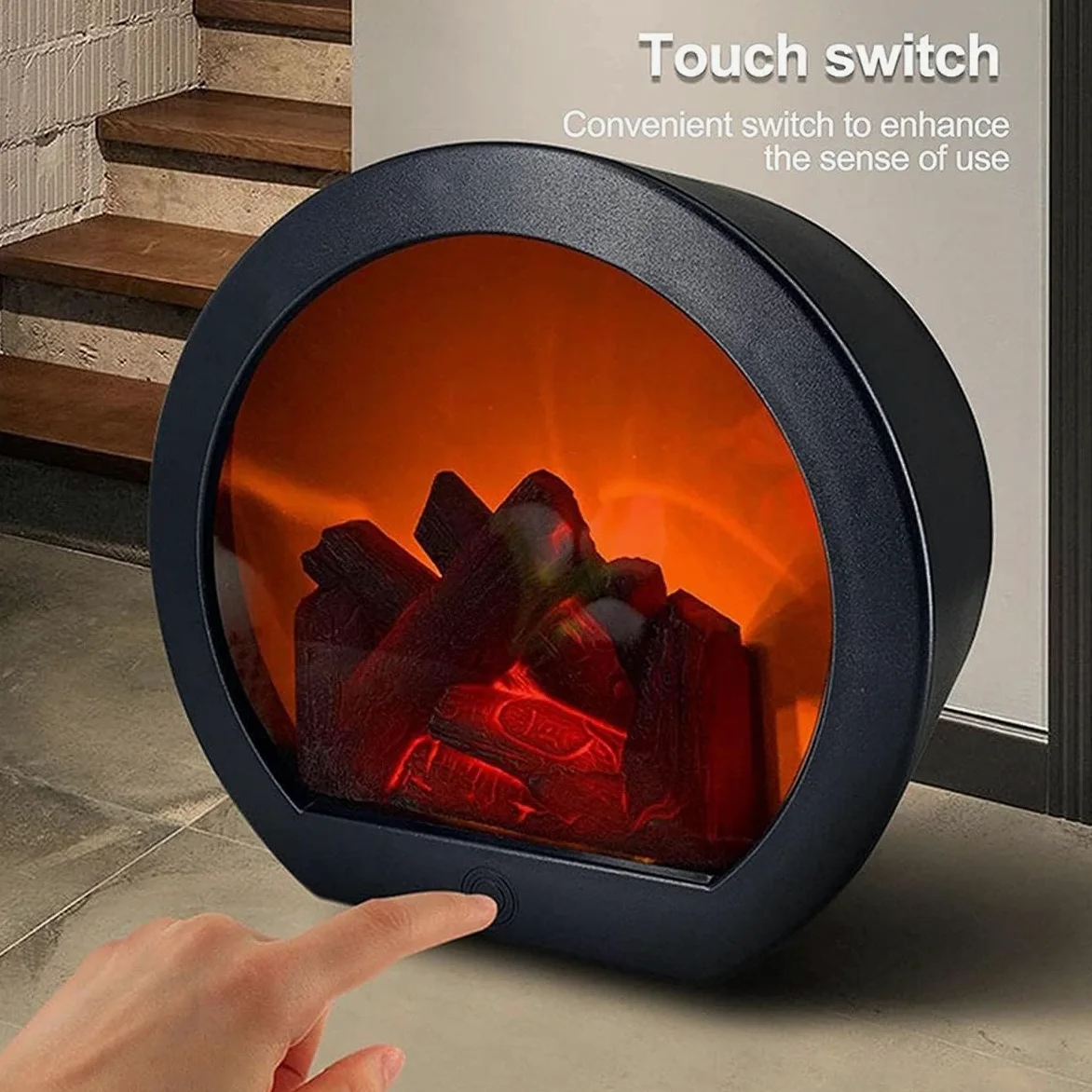 Caminetto Elettrico con Effetto Fiamma LED, Lampada Alimentata Batteria Fuochi Elettrici da Terra, Caminetto, Bruciatore Elettrico per Ceppi, Decorazioni per La Casa B