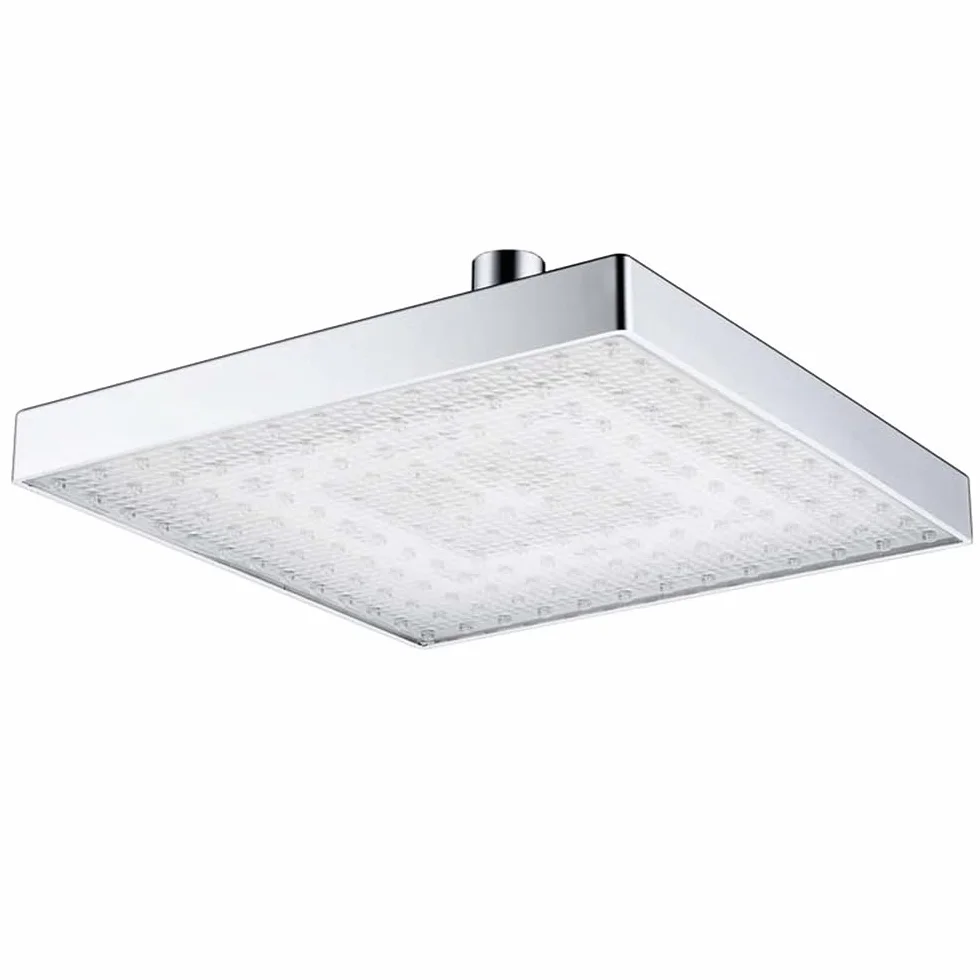 Chesoon Soffione doccia a LED Soffione Doccia a pioggia a risparmio idrico Quadrato ABS cromato facile da installare per il bagno (blu)