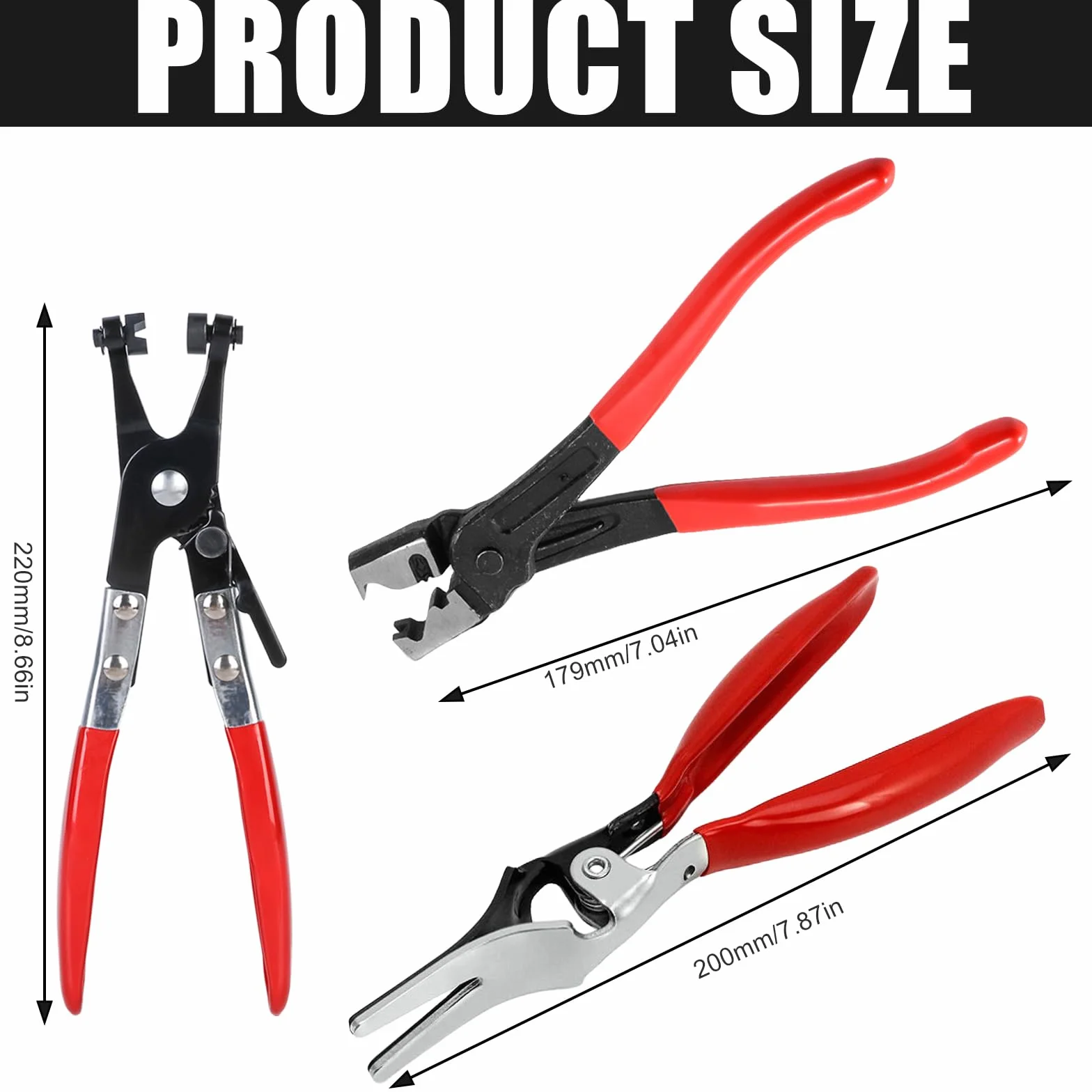 Pinza per Fascette Stringitubo Set 3 Pezzi Collo Dritto per Auto