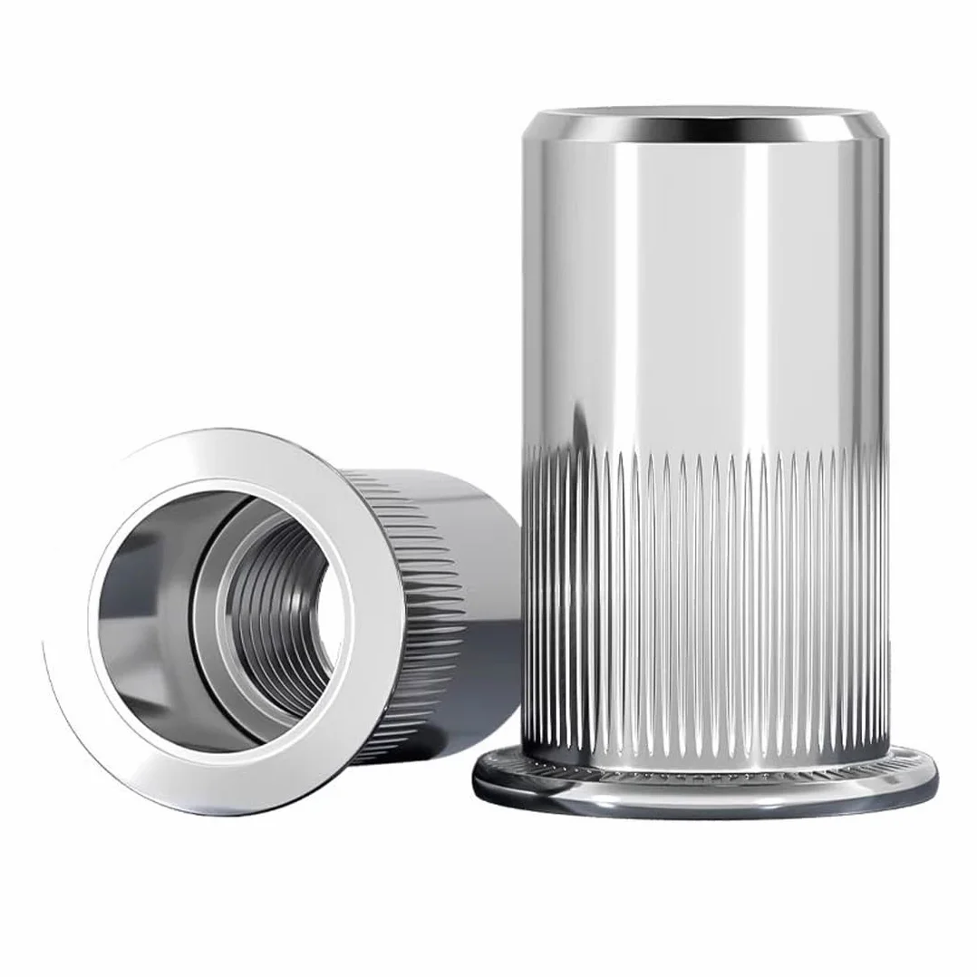 Rivet Nut M4 100Pcs Acciaio Inox 304 Testa Piatta Inserto Filettato Dado Corpo Zigrinato