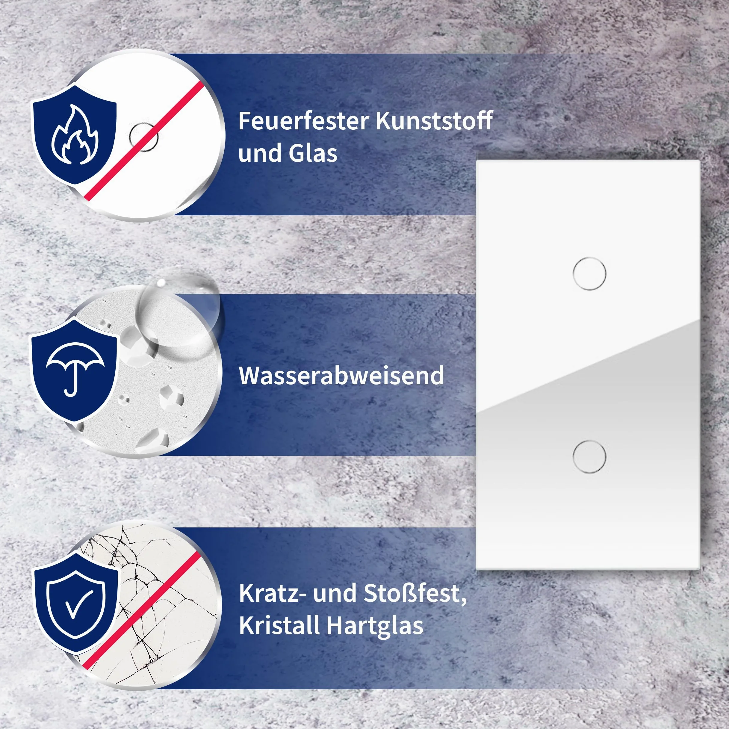 PULSAR Set di 2 interruttori per tapparelle Wi-Fi, compatibili con Alexa, Google Home, vetro bianco, interruttore per tapparelle WiFi Smart da incasso, 1 volto, interruttore per tapparelle WiFi Touch