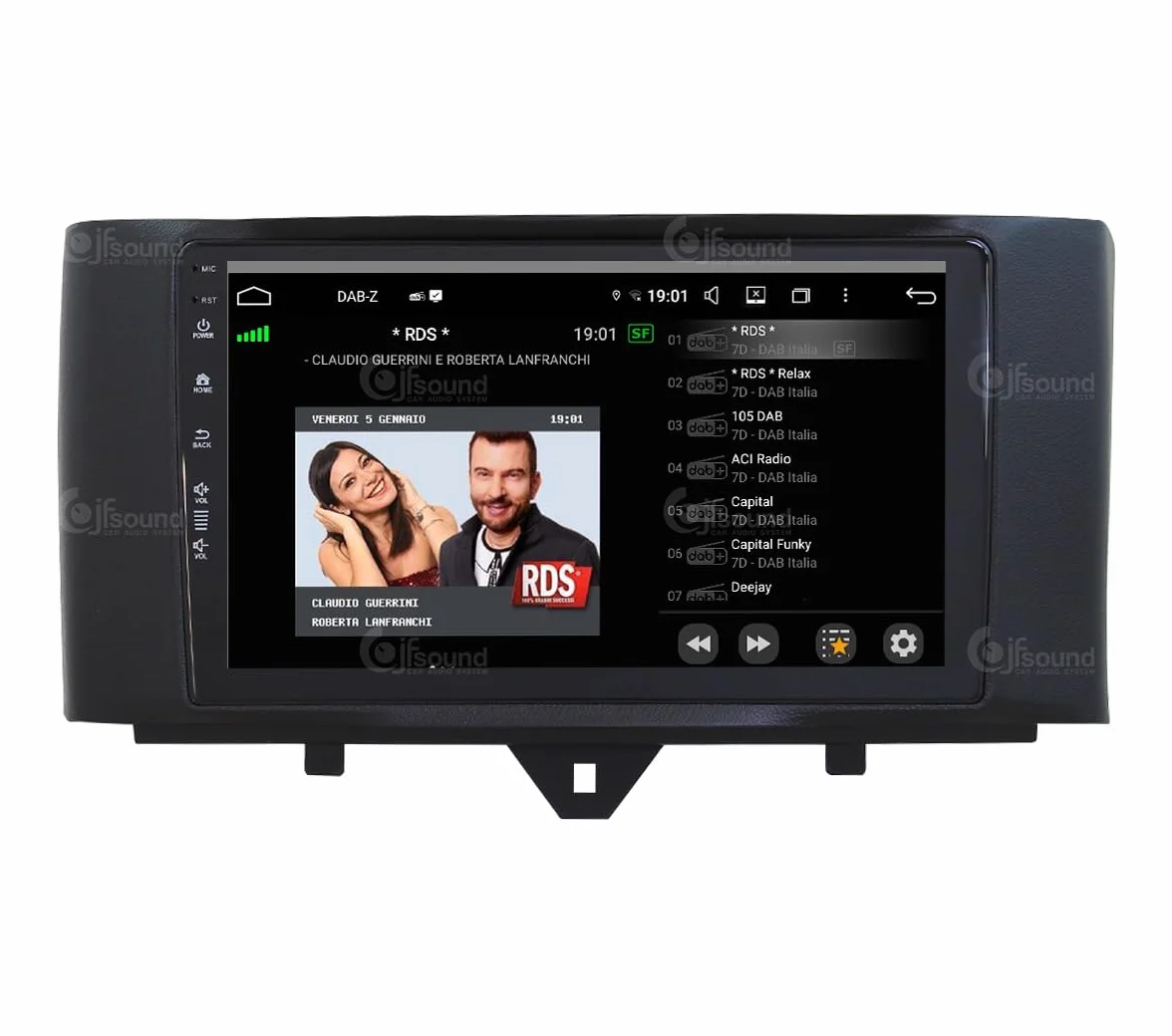 Autoradio Android JF-039SO-UP compatibile con SMART FORTWO 451 2011-2015 | CarPlay e Android Auto | GPS | DAB+ |9 pollici HD | Prodotto in Italia