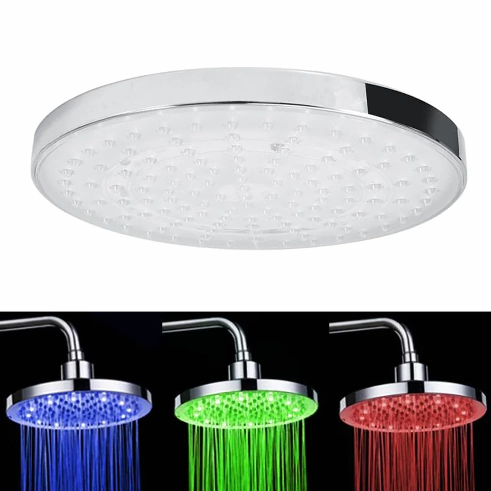 Soffione doccia a pioggia, soffione doccia a LED rotondo da 8 pollici con 3 luci controllate dalla temperatura di colore che cambiano automaticamente soffione doccia da bagno ad alta pressione con pio