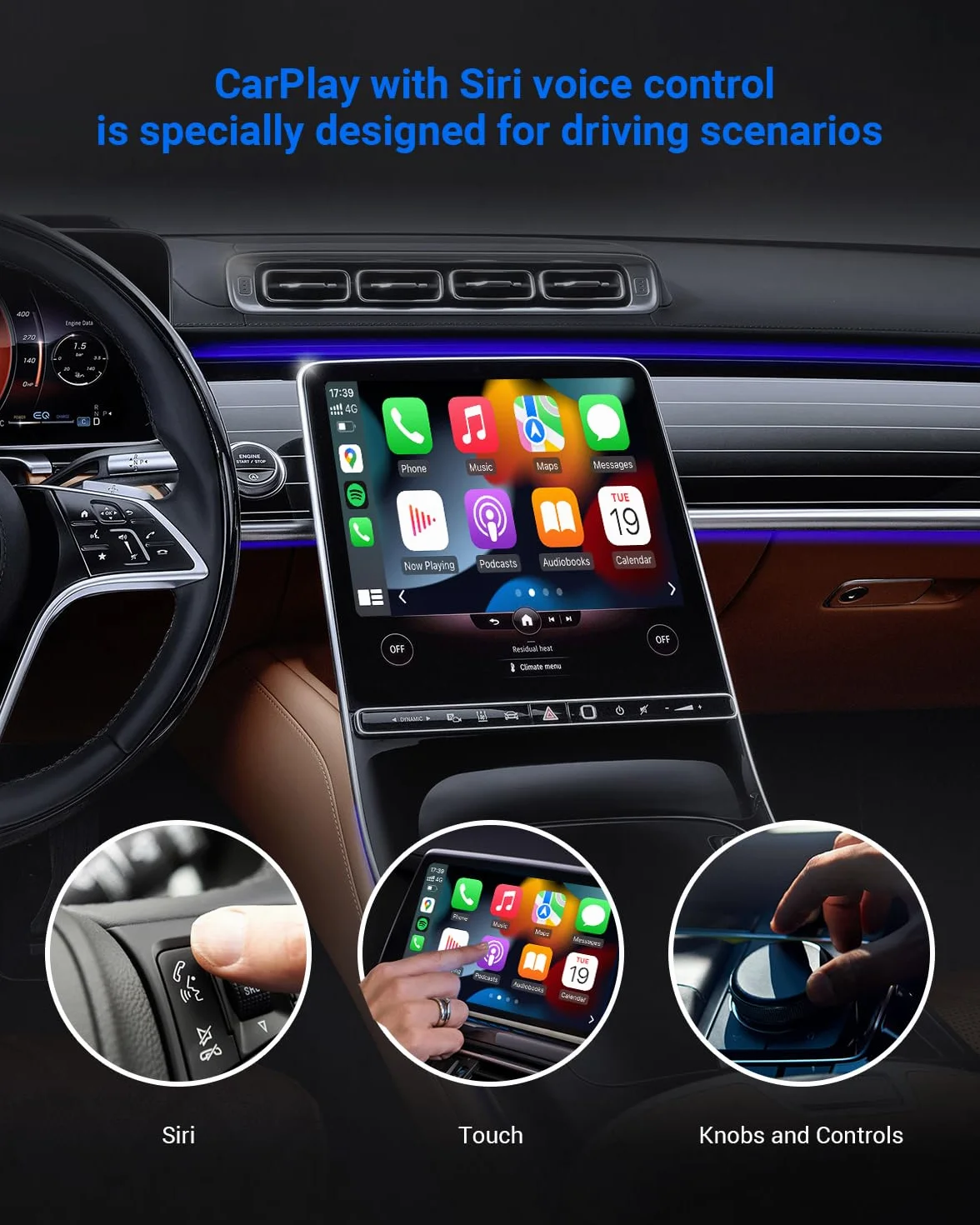 OTTOCAST Adattatore CarPlay Wireless, Dongle Senza Fili, Nessun Ritardo, Compatibile con Auto dal 2016 e iPhone iOS 10+